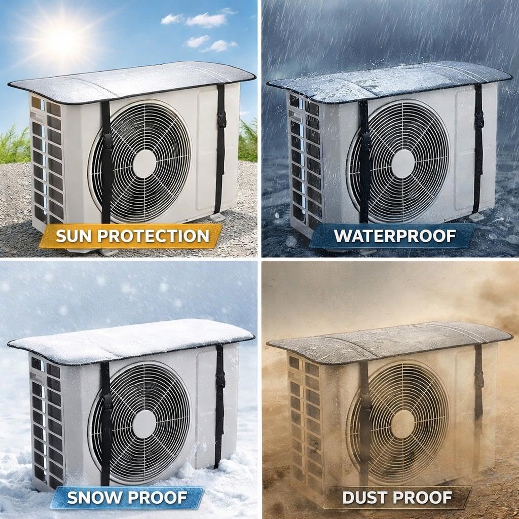 AC Outdoor Unit Protector Cover | Waterproof & Heat Resistant Insulation Sheet | Heavy Duty AC Outdoor Cover for 1.5 Ton Split AC | Sun, Rain & Dust Protection