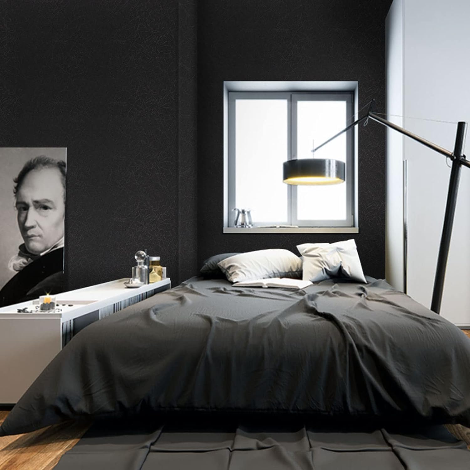 FOKRIM Black Resin Wallpaper for Wall Sticker for Home,Office 45.5x305cm Sticker Wallpaper Peel and Stick Hexagon Removable Self Adhesive Waterproof Wallpaper(Pack of 1)