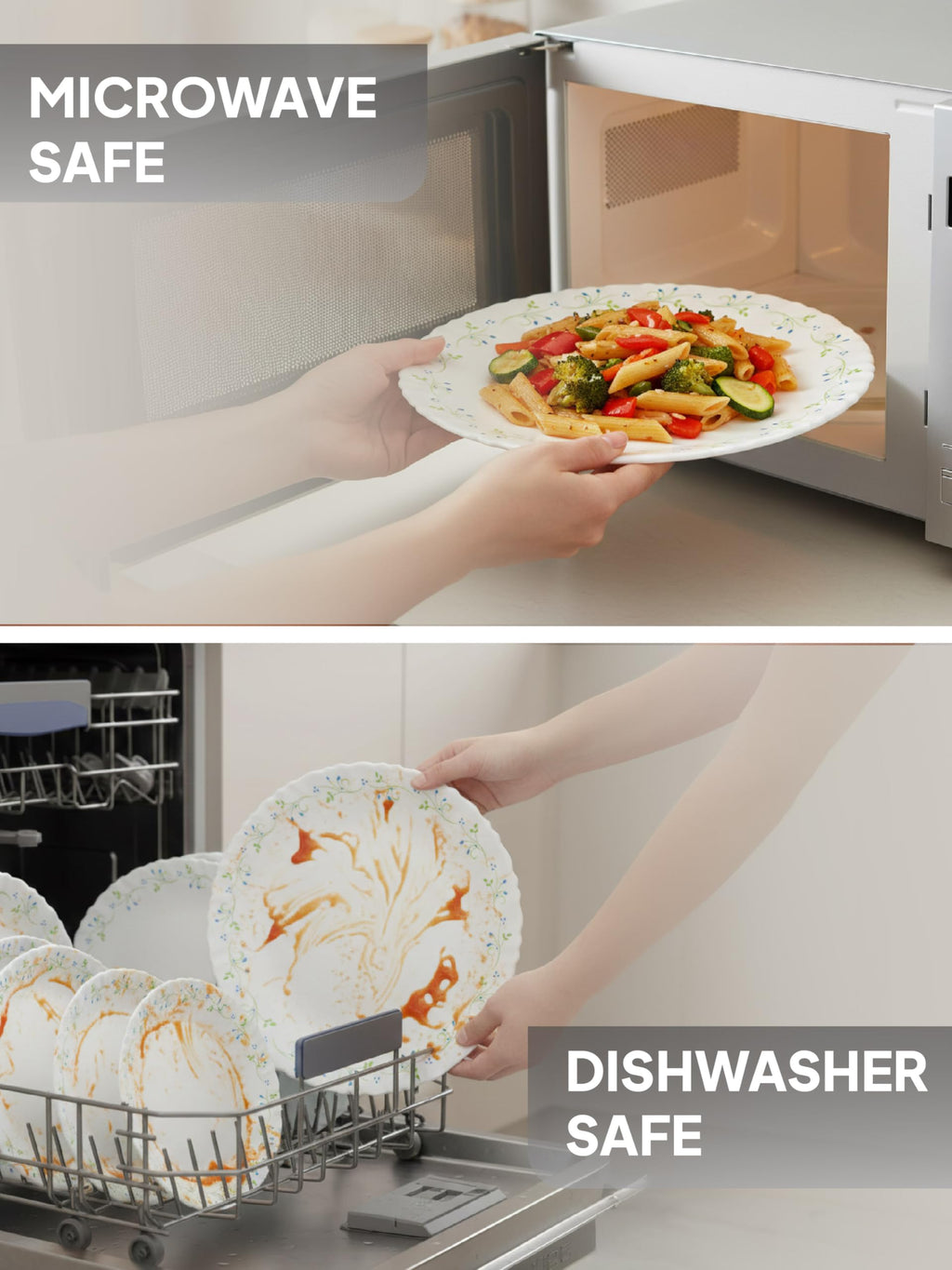 CELLO Tropical Lagoon Dazzle Series Opalware Dinner Set of 5 Pieces for Family of 2 | Bone-Ash Free & Leadfree Opal Glass, Microwave & Dishwasher Safe Plates & Bowls Crockery Set for Dining & Gifting