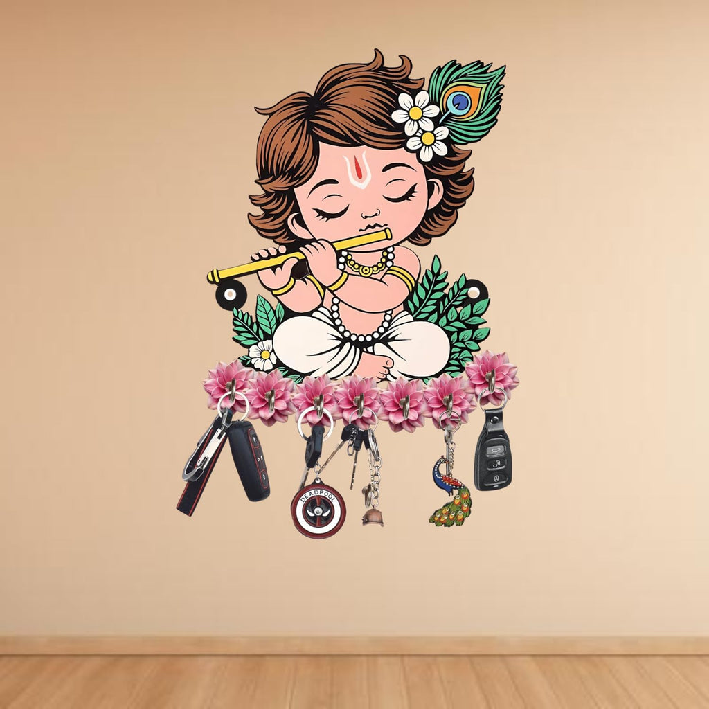 Webelkart Premium Cute Krishna Key Holder for Home/Office Decor/Key Hanger for Wall Decor,Decorative Item for Home (Cute Krishna)
