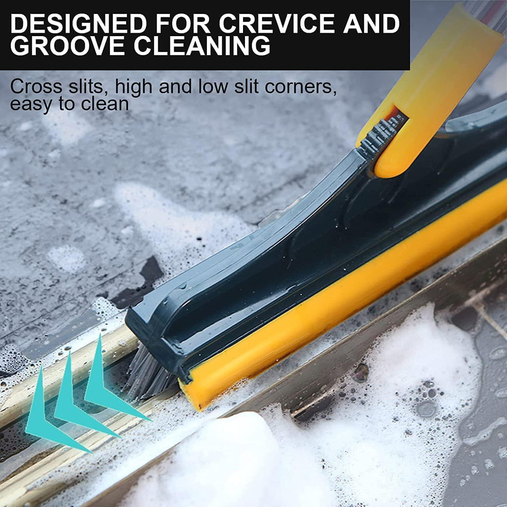TEKCOOL 2-in-1 Bathroom Cleaning Brush with Wiper and Long Handle - 120° Rotating Floor Scrub Brush for Tiles, Kitchen, and Home Cleaning Accessories,