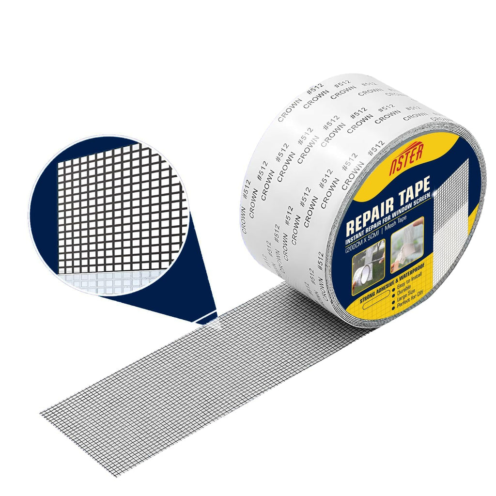 VIVNITS Mosquito Net Repair Tape (200cm x 5cm) – Self Adhesive Fiberglass Mesh Patch Roll for Window & Door Screen Repair, Fix Broken Net Holes, Durable & Strong, Pack of 1 (200Cm X 5CM)