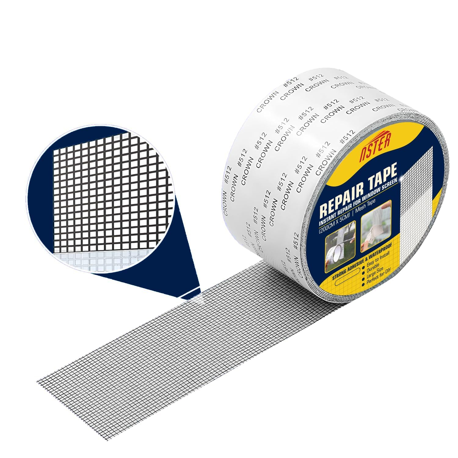 VIVNITS Mosquito Net Repair Tape (200cm x 5cm) – Self Adhesive Fiberglass Mesh Patch Roll for Window & Door Screen Repair, Fix Broken Net Holes, Durable & Strong, Pack of 1 (200Cm X 5CM)