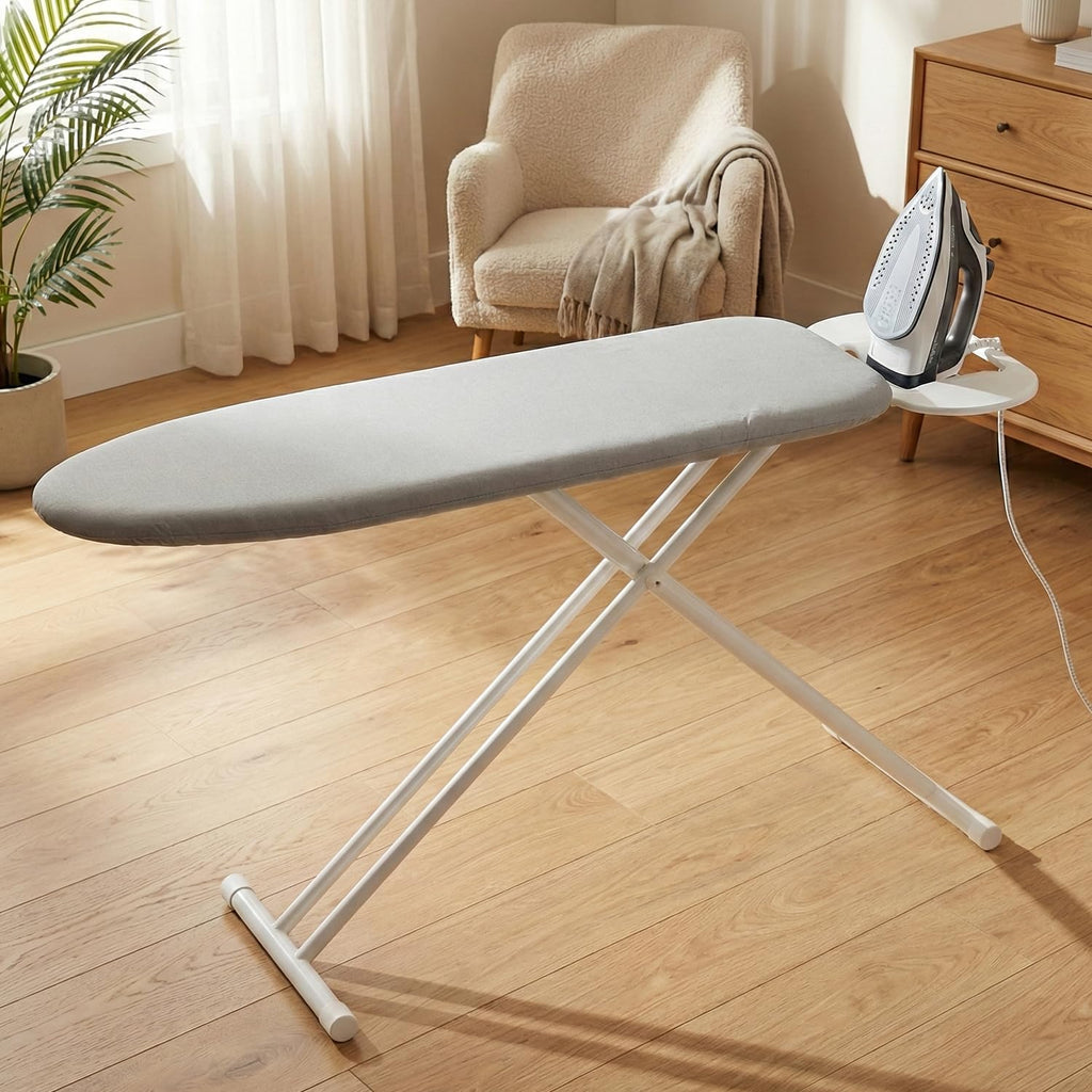Lifelong Foldable Ironing Board with Silver Heat-Resistant Cover|Heavy-Duty & Sturdy Iron Board with Iron Stand|Adjustable Height, Non-Slip Legs,Portable & Space Saving Design for Easy Ironing at Home