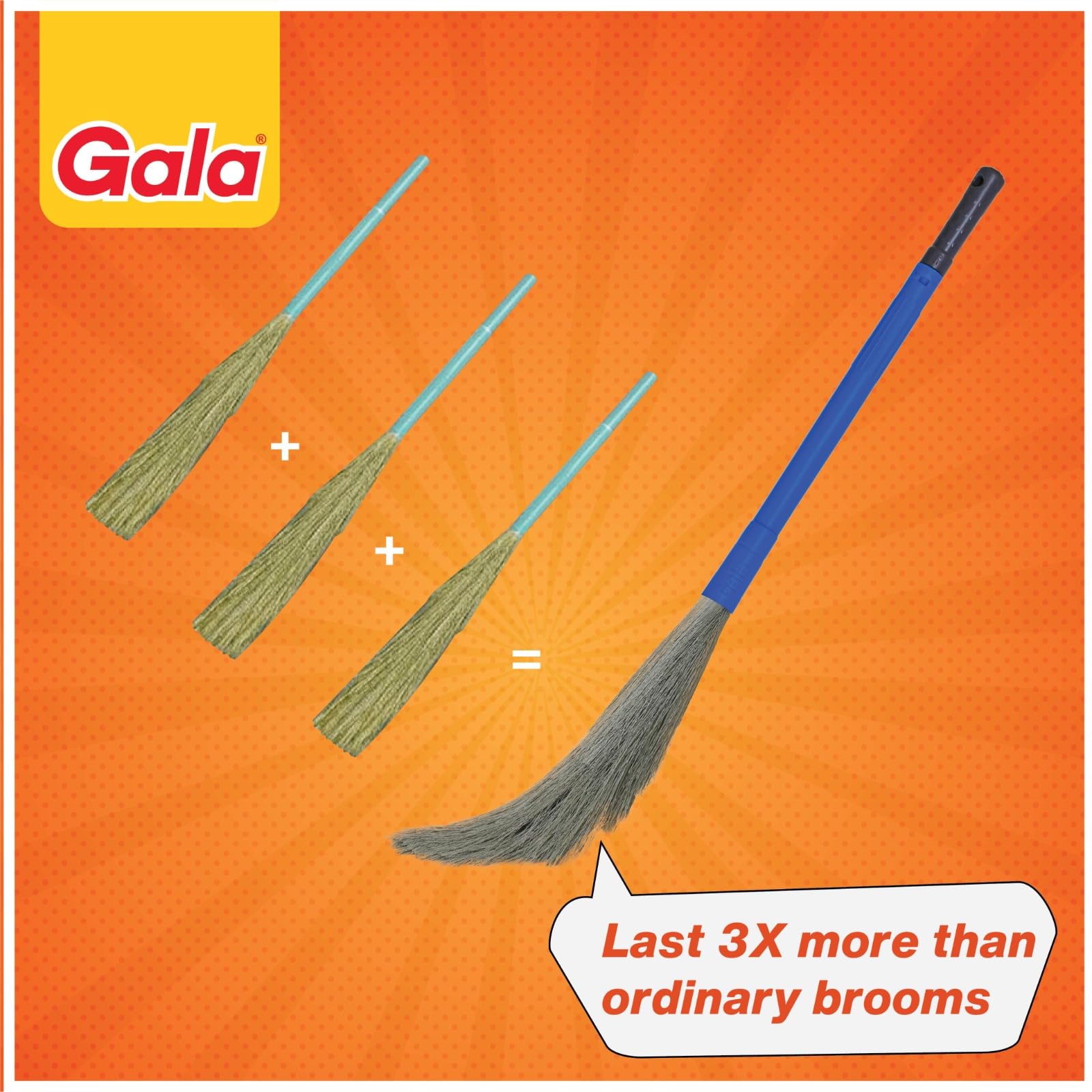 Gala No Dust Broom 2 in 1 with Extendable Handle for Ceiling and Floor Cleaning, Long Handle Jhadu