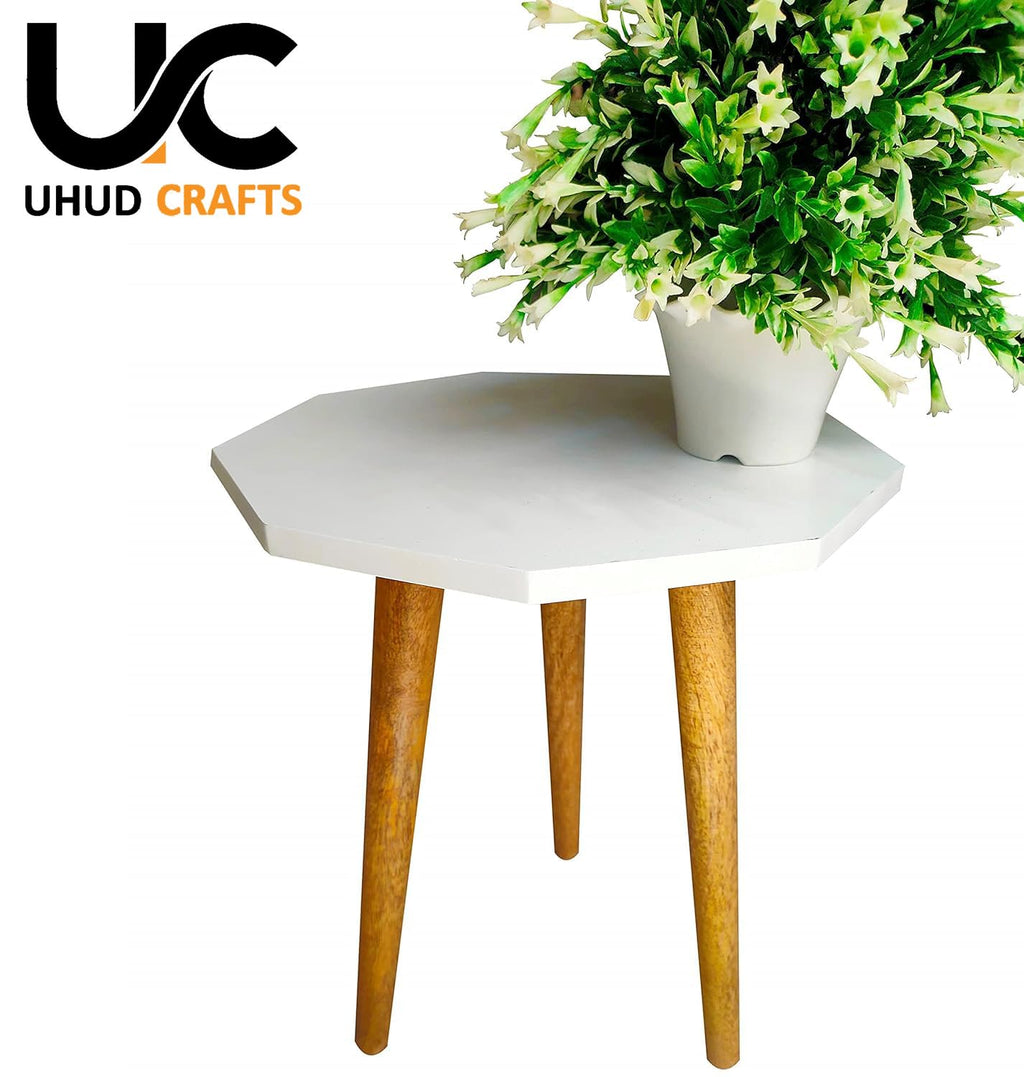 UHUD CRAFTS Beautiful Antique Wooden Fold-able Side Table/End Table/Plant Stand/Stool Living Room Kids Play Furniture Table Round Shape