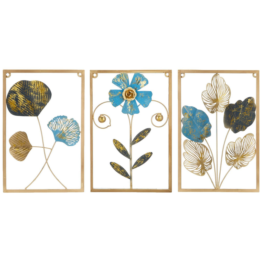 Amazon Brand – Solimo Leaves Metal Wall Decor | Elegant Nature-Inspired Iron Wall Hanging | Sturdy Iron | Wall Hanging | Wall Décor | Easy Installation | 37 x 25 cm Each | Set of 3