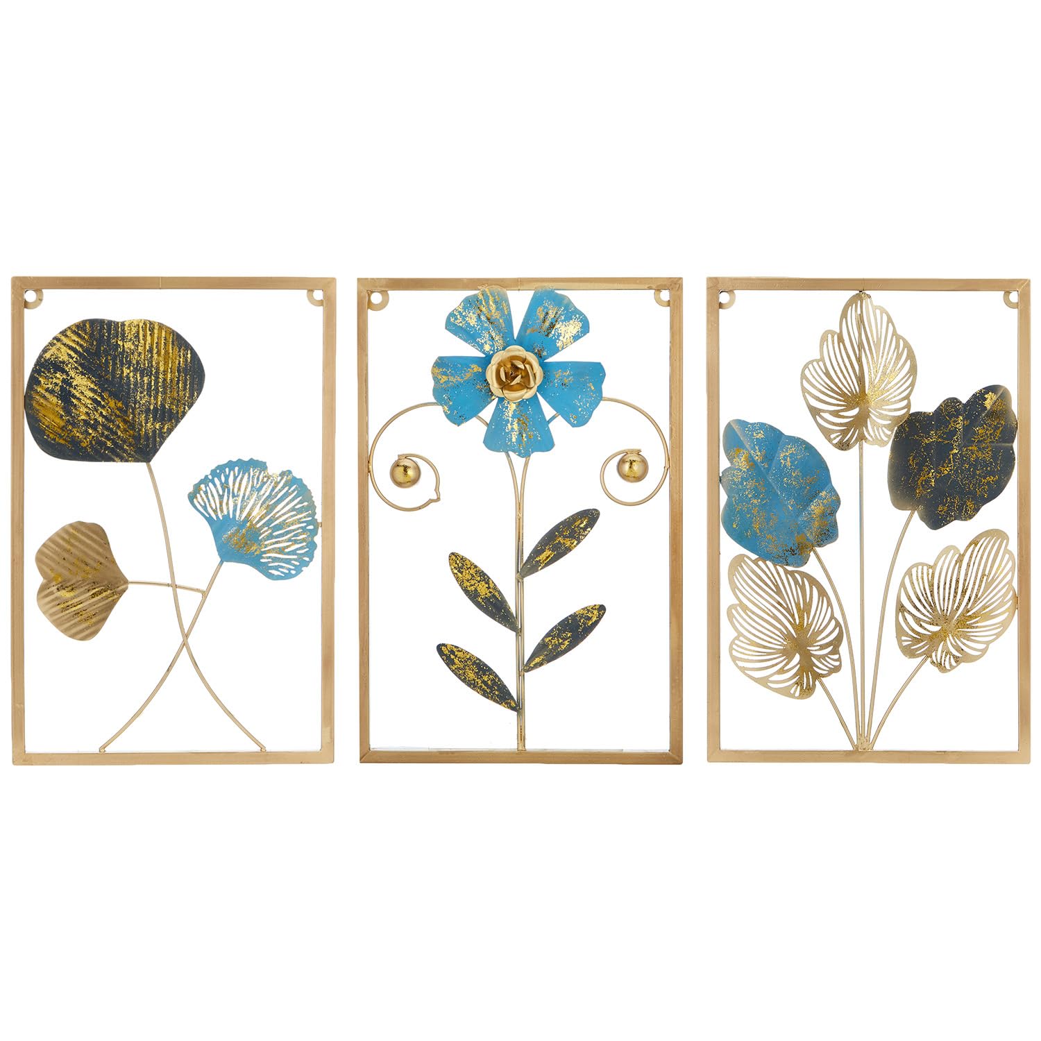 Amazon Brand – Solimo Leaves Metal Wall Decor | Elegant Nature-Inspired Iron Wall Hanging | Sturdy Iron | Wall Hanging | Wall Décor | Easy Installation | 37 x 25 cm Each | Set of 3