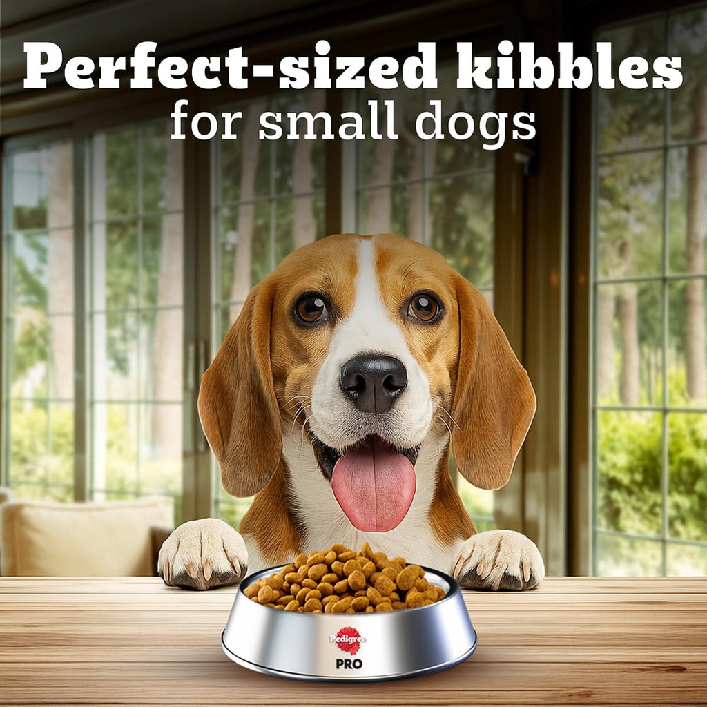 Pedigree PRO Adult Small Breed, 3 kg Dry Dog Food, Vet Trusted Brand, Expert Nutrition, Quality Protein, 33% More Nutrients (9 Months Onwards)