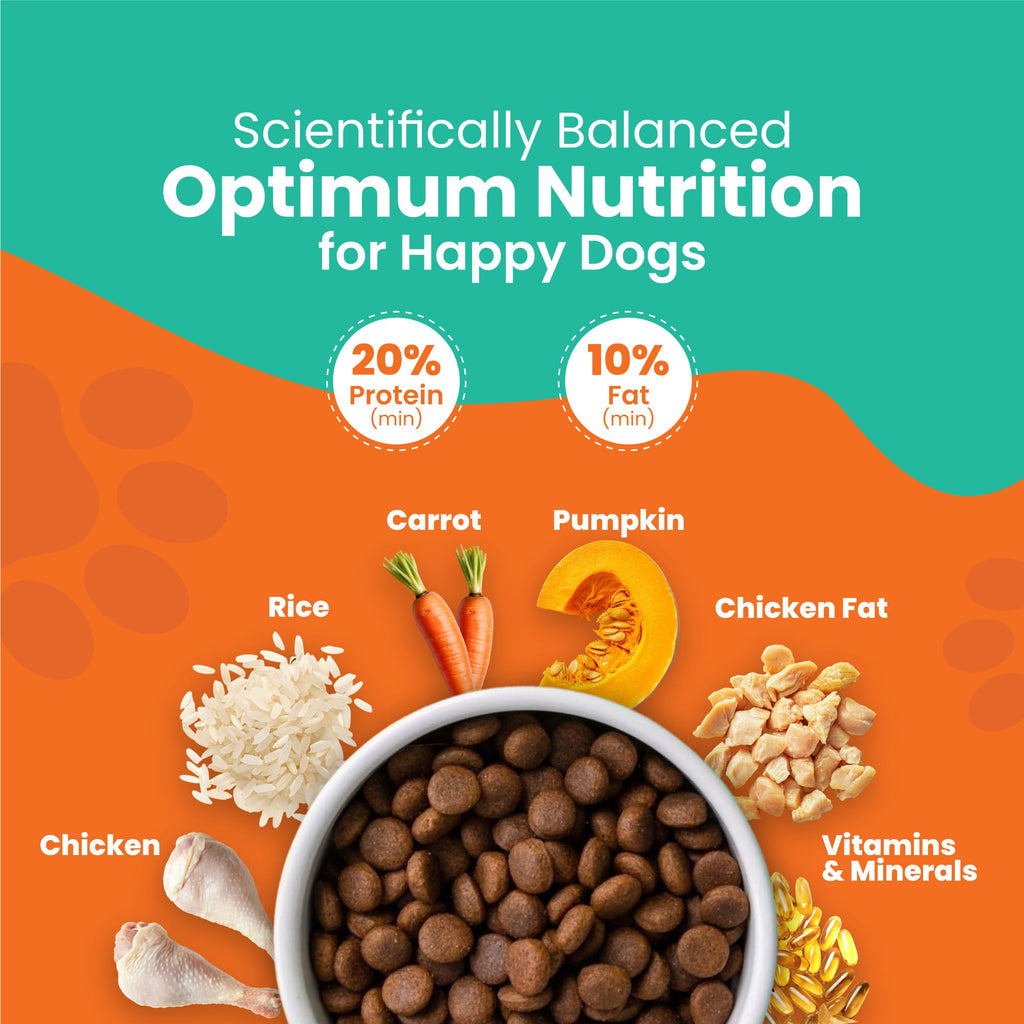 LICKICIOUS Optima Dry Dog Food Adult 10 KG | Chicken & Vegetable | Complete and Balanced Optimum Nutrition for Pedigree Dogs | Great Taste & Easy Digestion