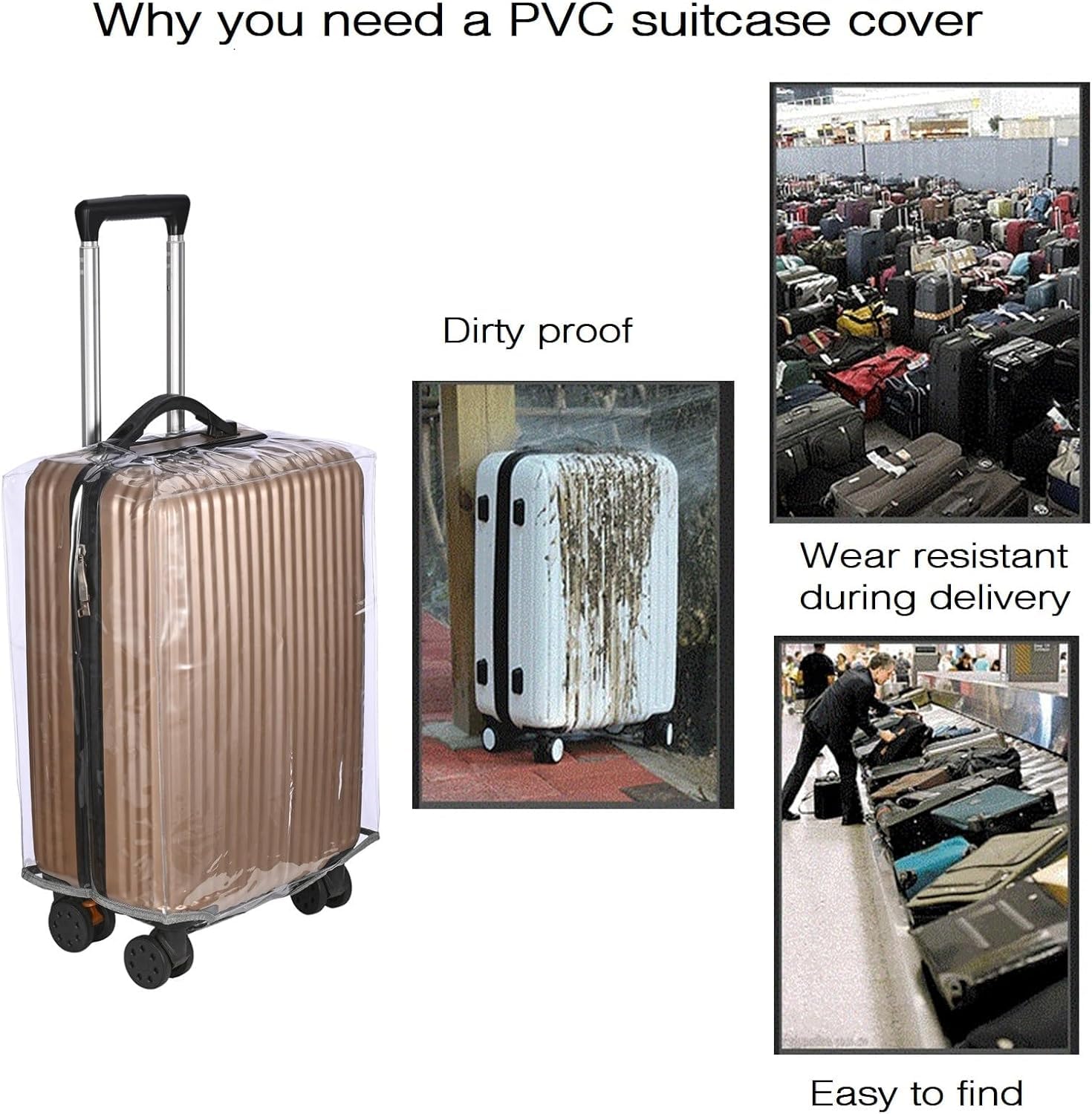 NYALA 24 Inch Protective Trolley Bag Cover | Transparent Suitcase Bag Cover | Waterproof Dustproof Luggage Cover, Clear PVC Suitcase Covers Protectors (60x45x30 CM)