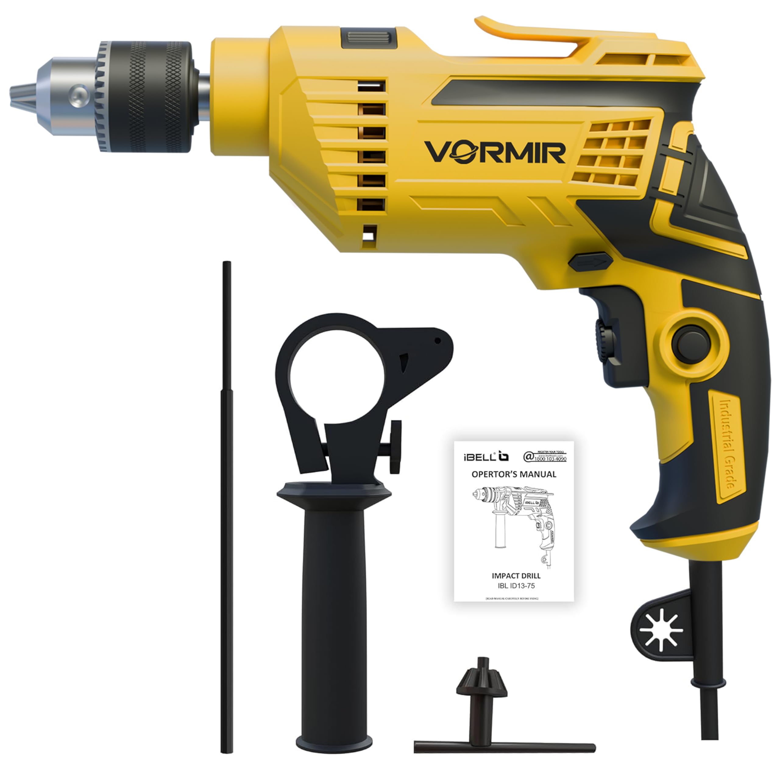 IBELL VORMIR Impact Drill | 650W | Dual Mode (Drilling & Impact) | 13mm Chuck | 0–2800 RPM | Variable Speed | Forward/Reverse | Copper Armature