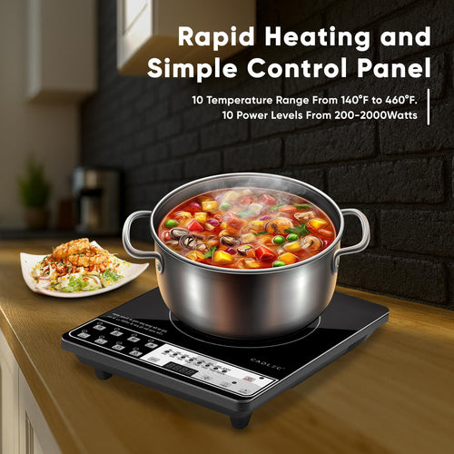 Cadlec CookEase 2000W Induction Cooktop | 8 Cooking Modes, Auto Shut-Off, Over-Heat Protection, LED Display, BIS Approved, 2-Year Warranty | Black (CD14053)