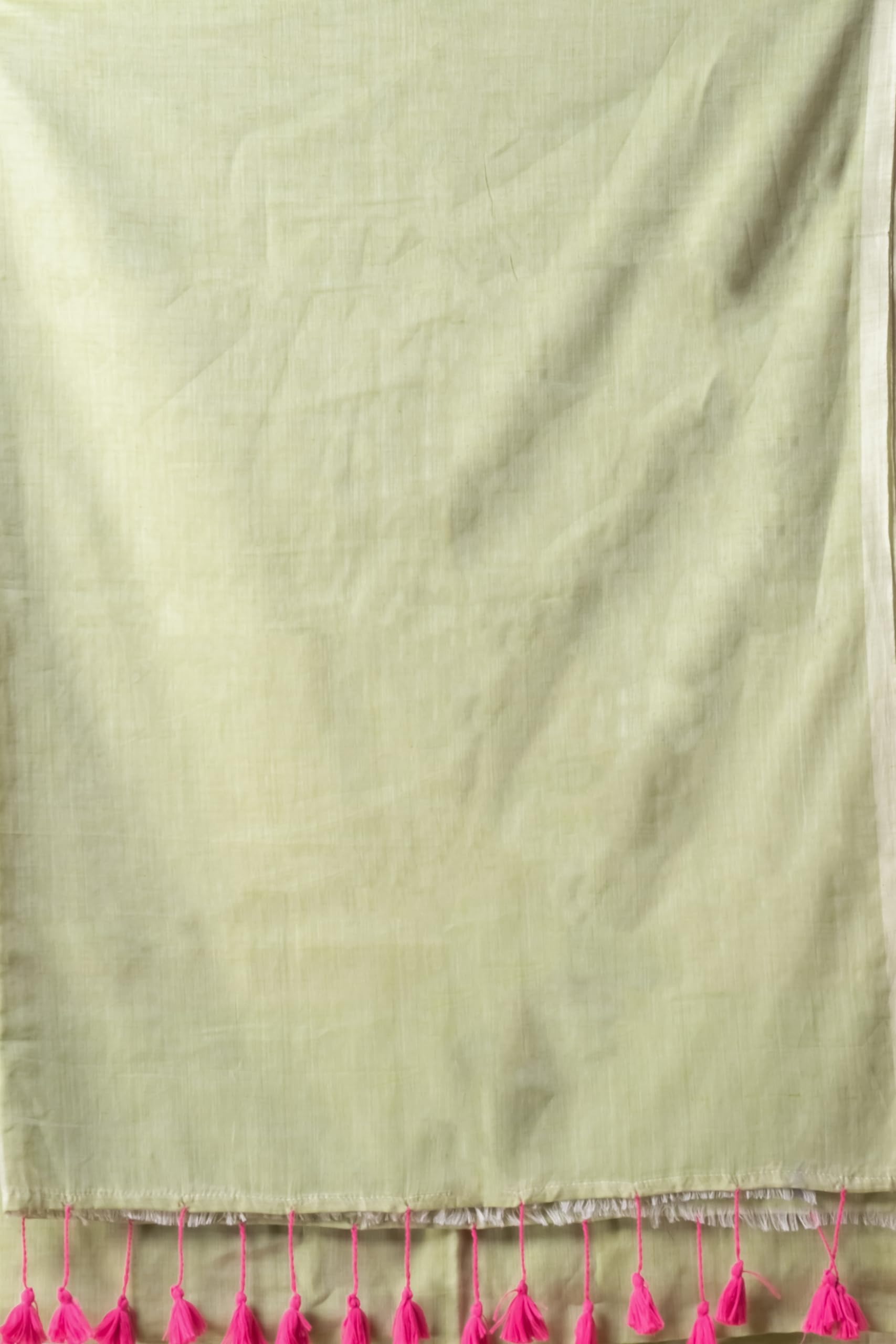 DURGA HANDLOOMS Pure Mulmul Cotton Handloom Saree for Women Light Green with Baby Pink Shaded Pleats Lightweight Summer Saree with Blouse Piece