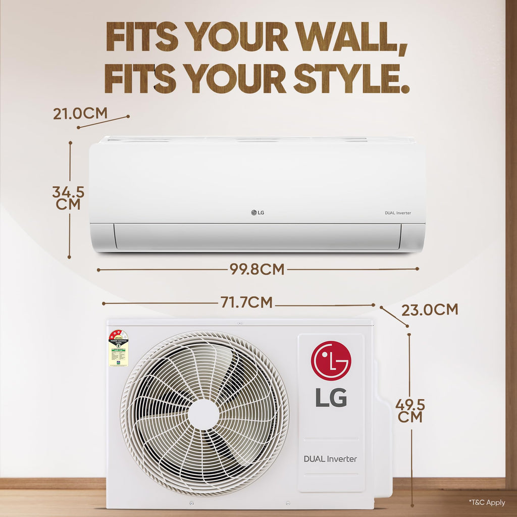 LG 1.5 Ton 3 Star, Hot & Cold AC for All Season, DUAL Inverter Split AC (Copper, Convertible 5-in-1, VIRAAT Mode, 4 Way Air Swing, HD Filter with Anti-Virus Protection, US-H19BNXE, White)