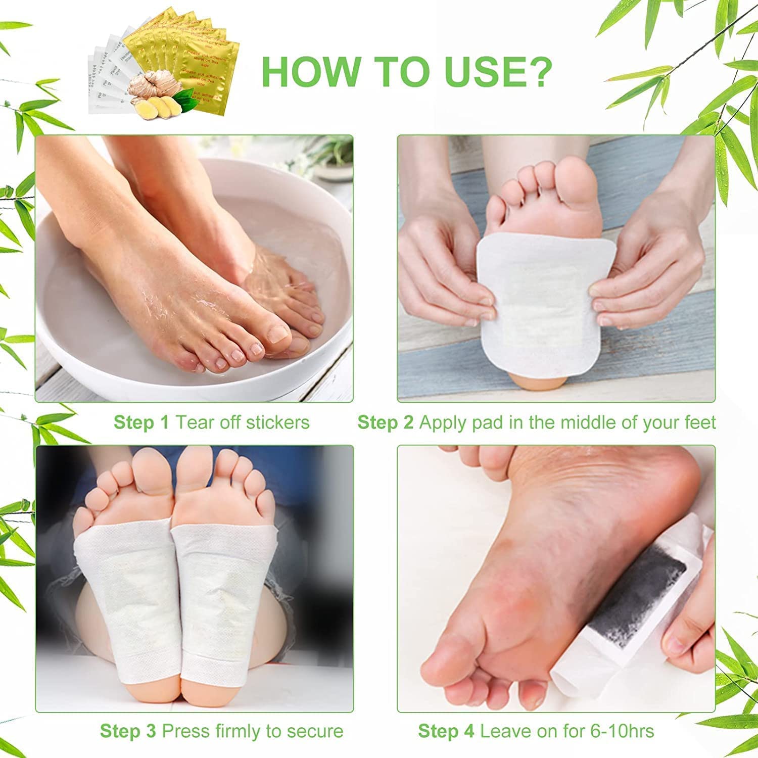 SWAMINE Detox Foot Patches Pain Relief Detox Patch Cleansing Toxin Remover Foot Pads Detoxify Stress Relief Sleep Patch For Detoxification For Men And Women (100 Patches)