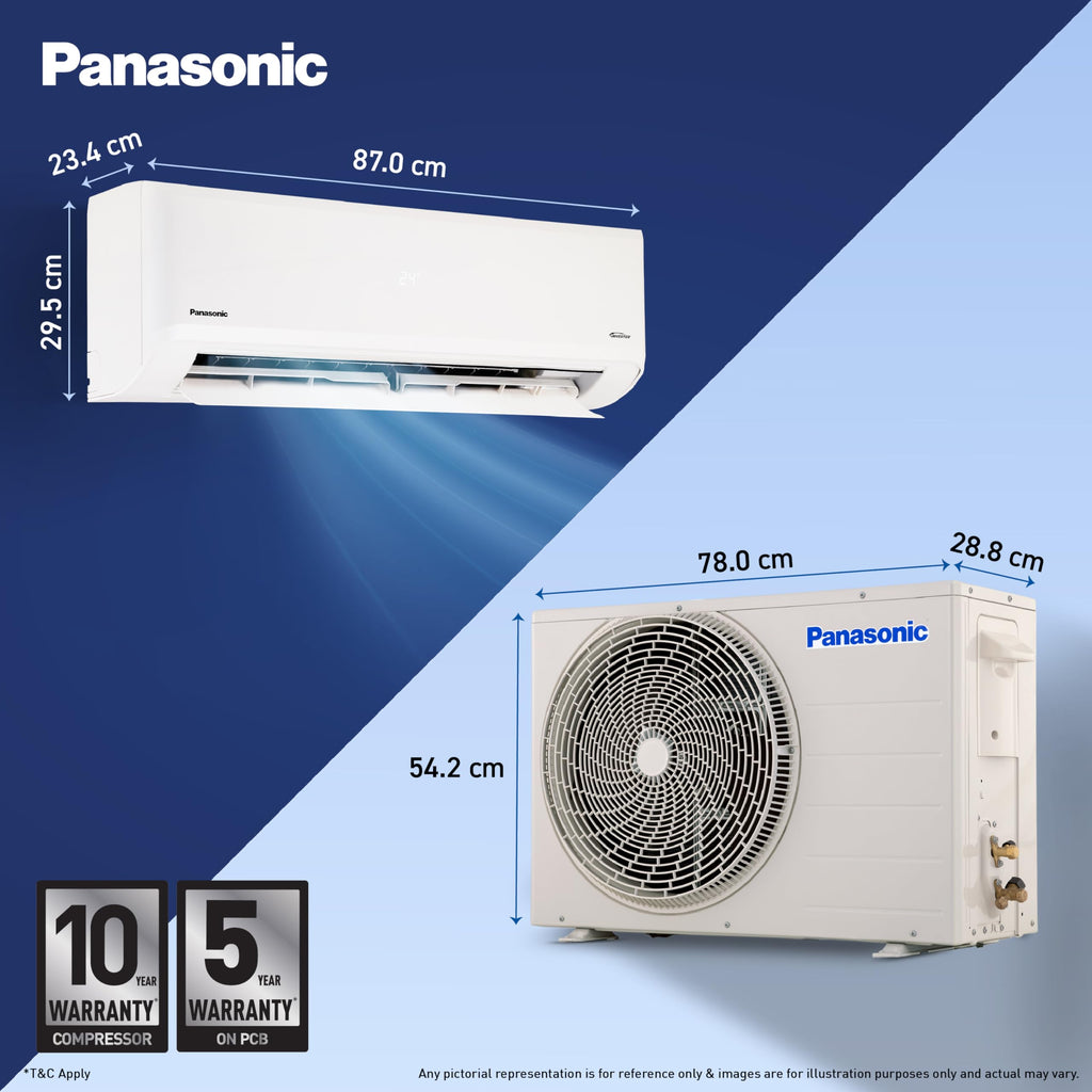 Panasonic 1.5 Ton 3 Star, New Star rated, Premium WiFi Inverter Smart Split AC (DustBuster Tech, Matter Enabled, AI, Higher Airflow, Copper Cond., 8in1 Convertible, 2-Way,PM0.1 Filter,CS/CU-SU18BKY3W,White)