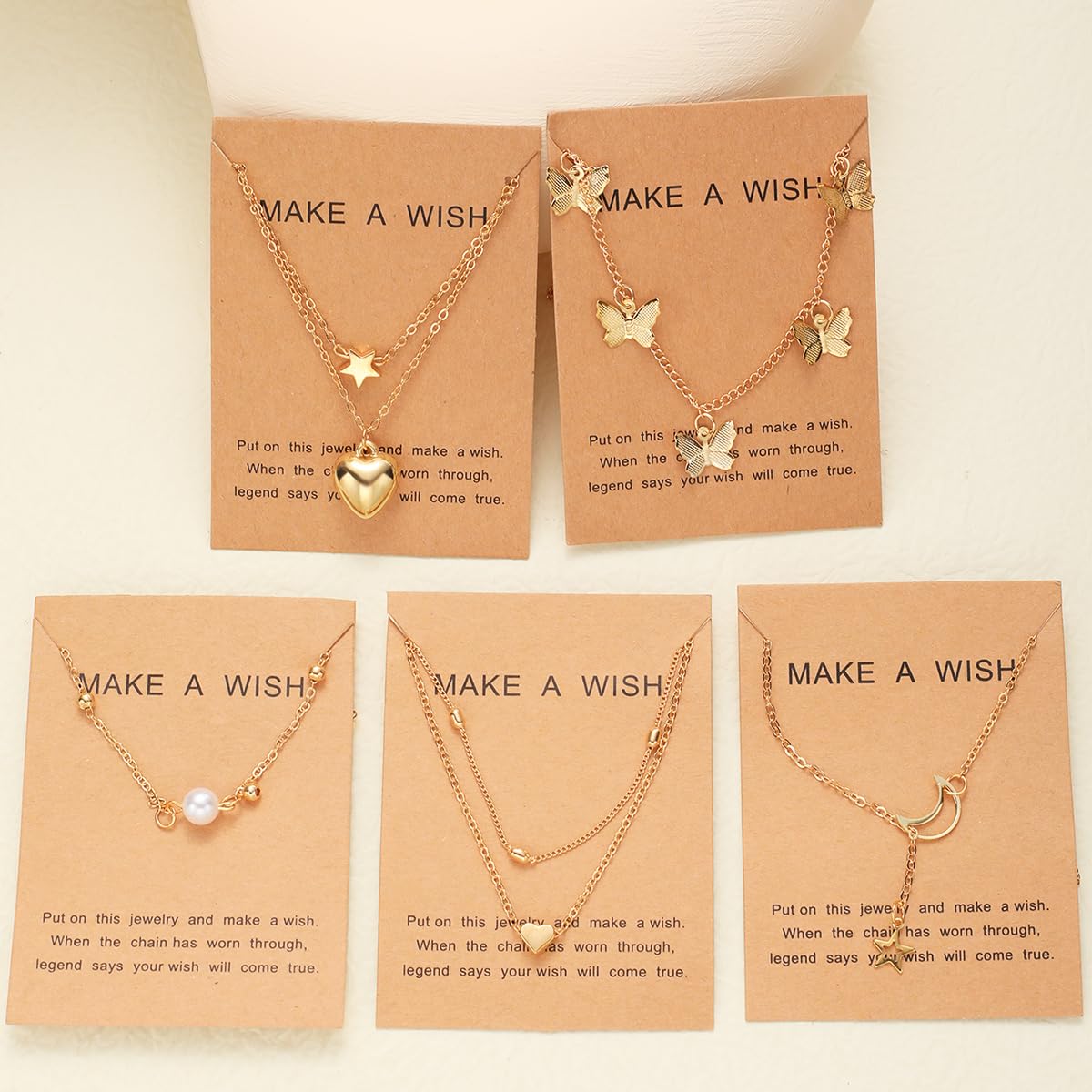 Shining Diva Fashion 5 Pcs Latest Stylish Heart Butterfly Pearl Necklace Jewellery Set for Women Pendant Necklace Gifts for Girls (16476np)