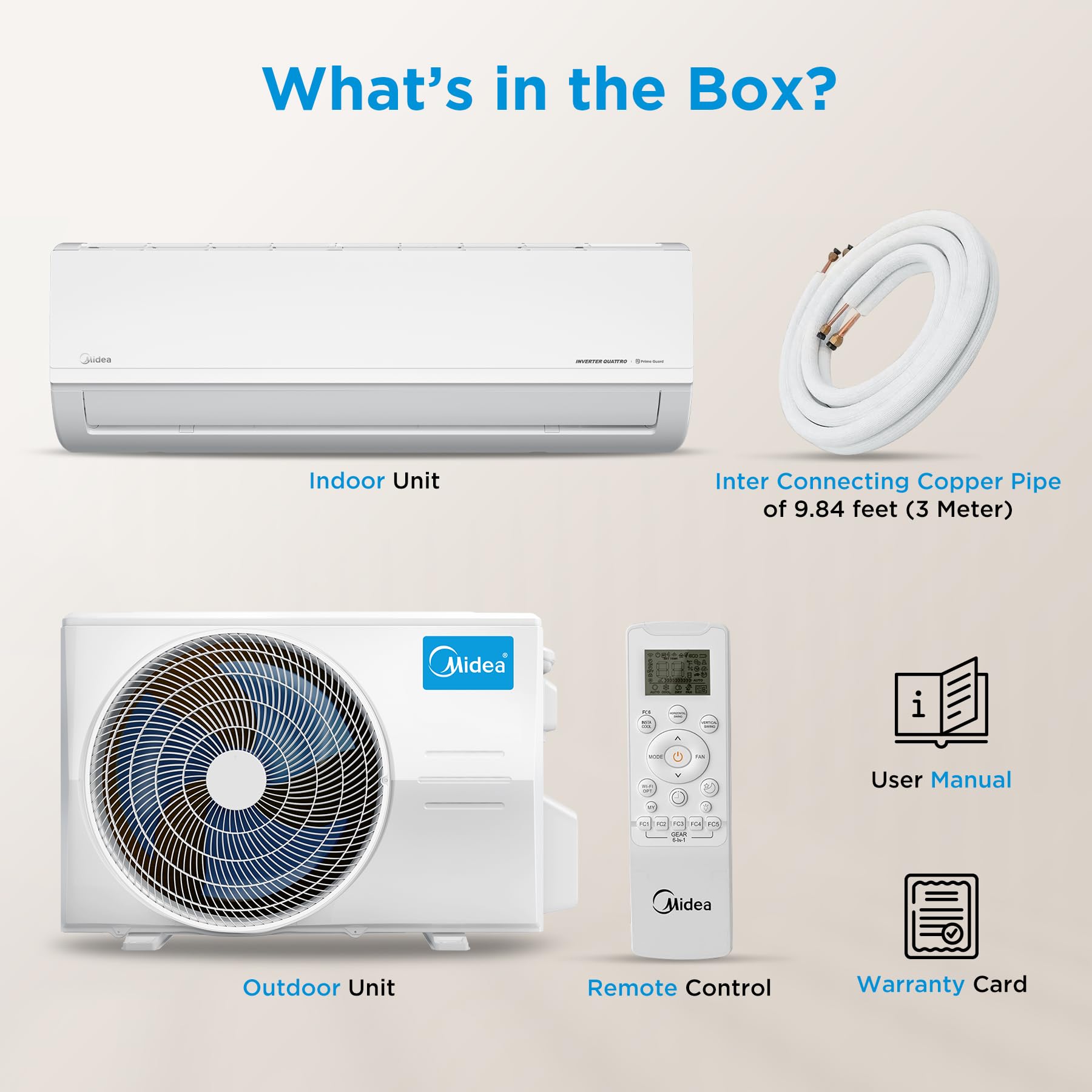 Midea 1.5Ton 3S,New Star rated, Wi-Fi AI Inverter Split AC(Copper,Convertible Gear 6-in-1, Turbo Mode, Dry Mode for Monsoon, Auto Clean&HD+PM 2.5 Filter,Santis Max DLX Wi-Fi -MAI18SD3R36W0,White)