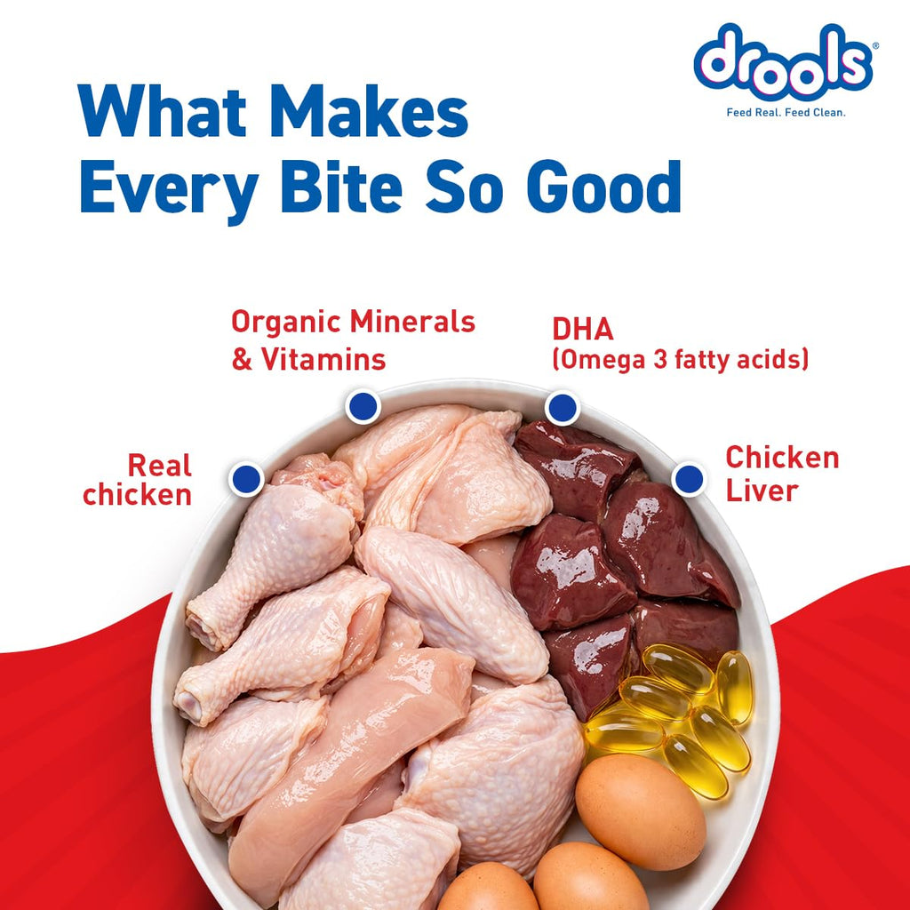 Drools Puppy Wet Dog Food 0.9kg (150g x 6 Packs) | Real Chicken & Chicken Liver Chunks in Gravy | Better Digestibility & Overall Health | Supports Healthy Skin & Coat | Maintains Joint Health