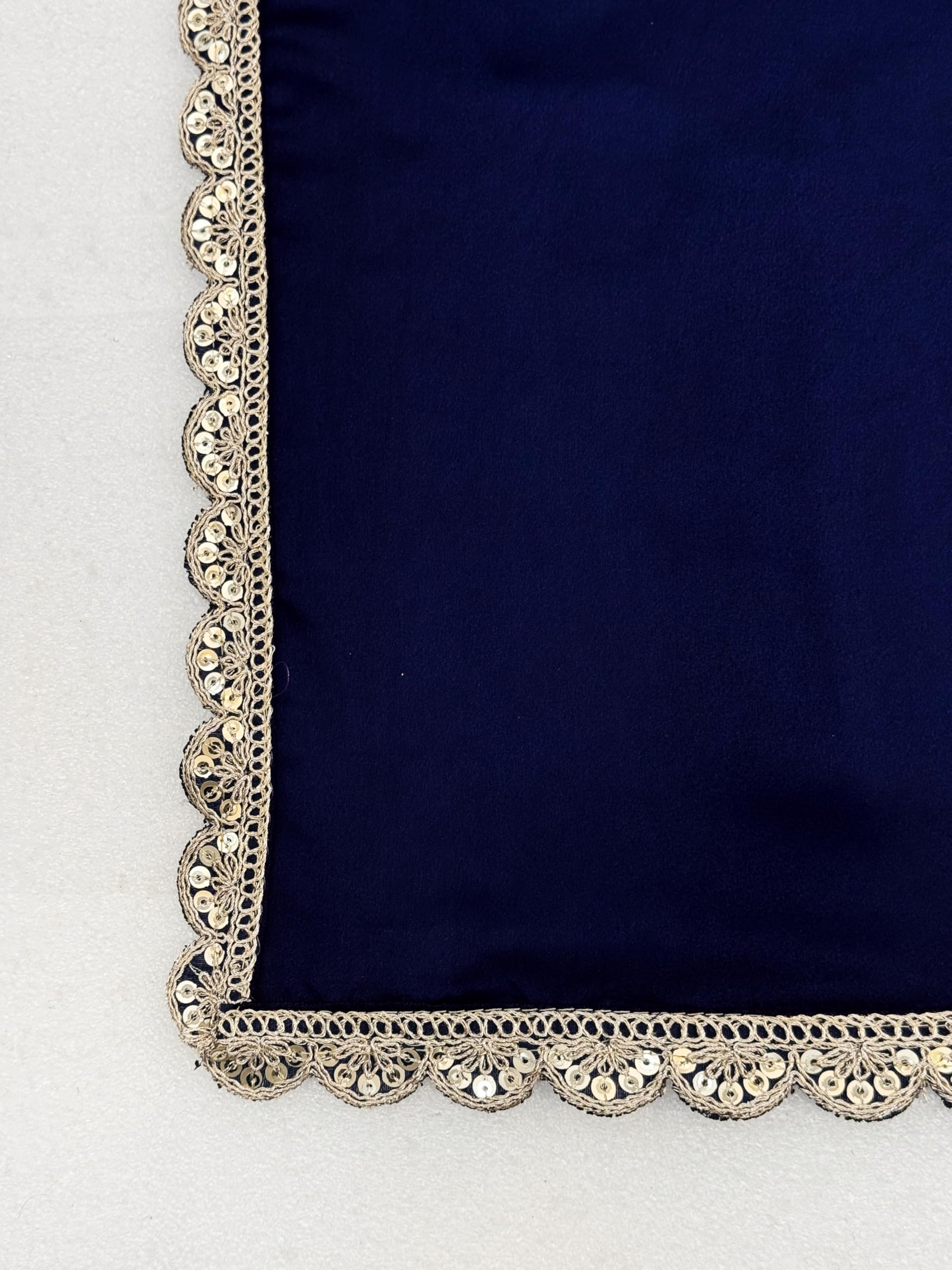 SATAZ Ready To Wear Saree For Women Pre Pleated Satin Silk Readymade With Unstitched Blouse (Navy Blue)