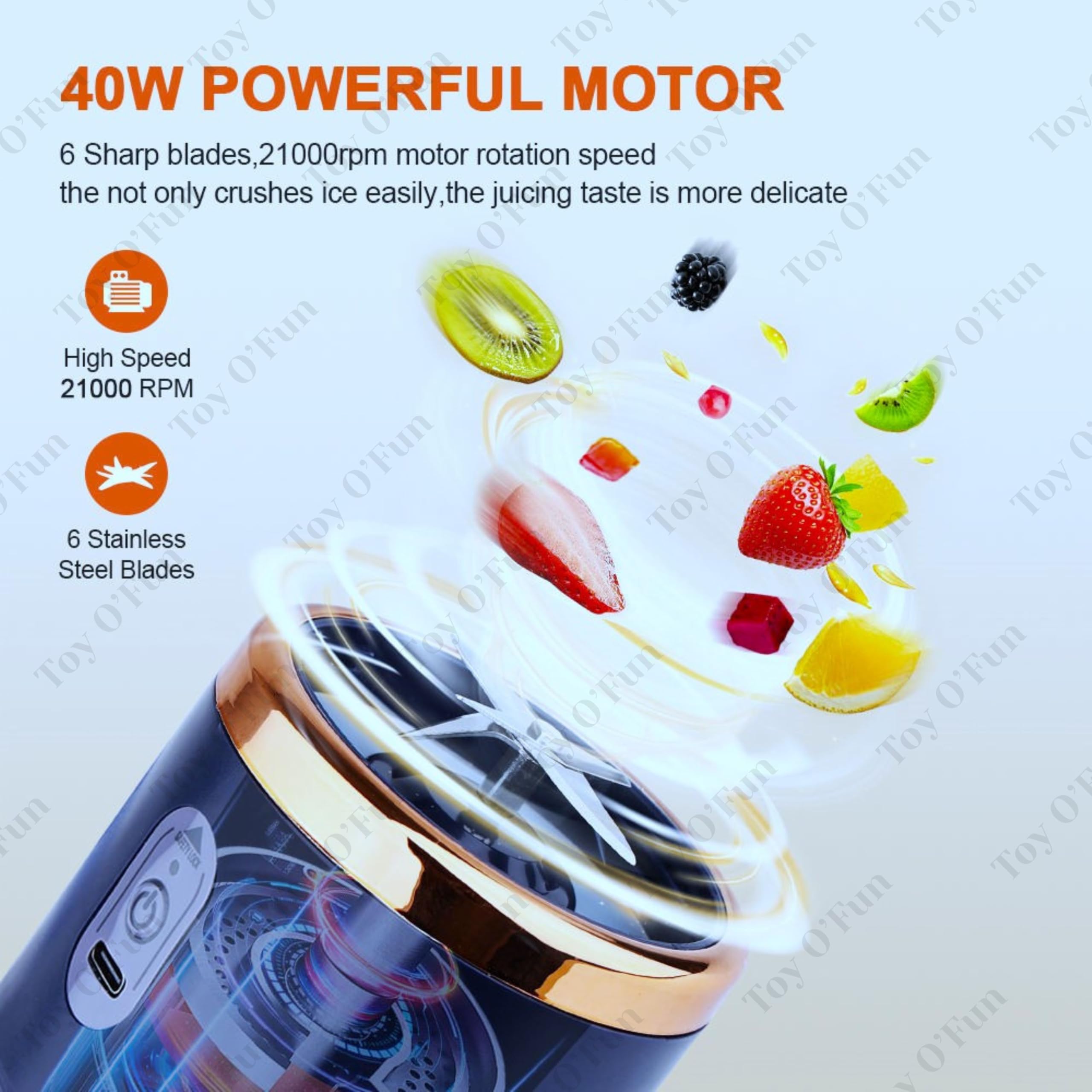 Portable Blender – Electric Juicer & Smoothie Maker with 6 Stainless Steel Blades, 3-Speed Gears, USB Rechargeable 1500mAh Battery, Personal Mini Fruit Mixer Cup for Home, Travel & Gym (Multicolor-2)