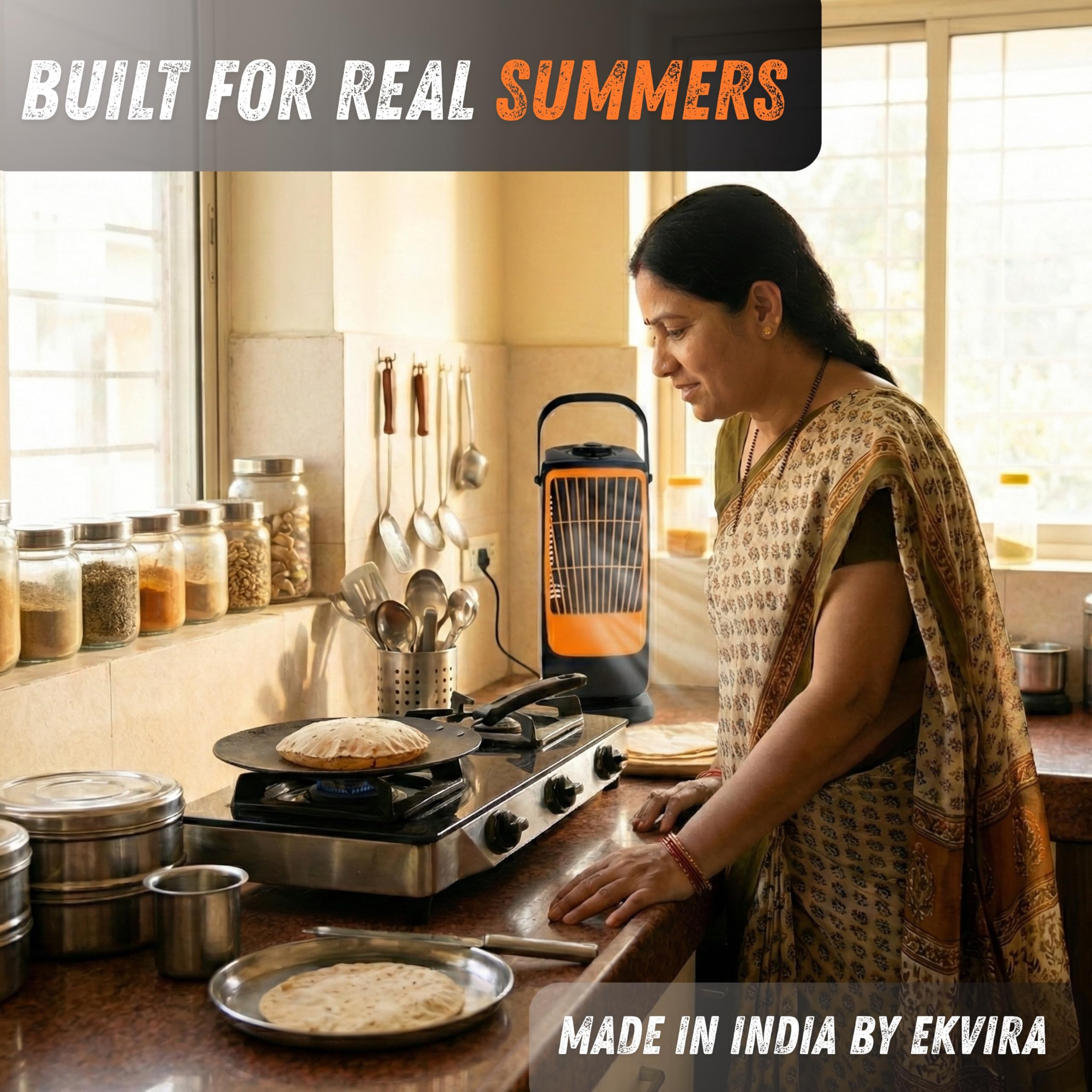Ekvira Aura High Speed Cooling Fan NEW | High Speed Tower Fan | 120° Oscillation | 3 Speed Single-Knob Control | Bladeless Safe Design | 1 Year Warranty | Portable Table Fan for Home Office Kitchen