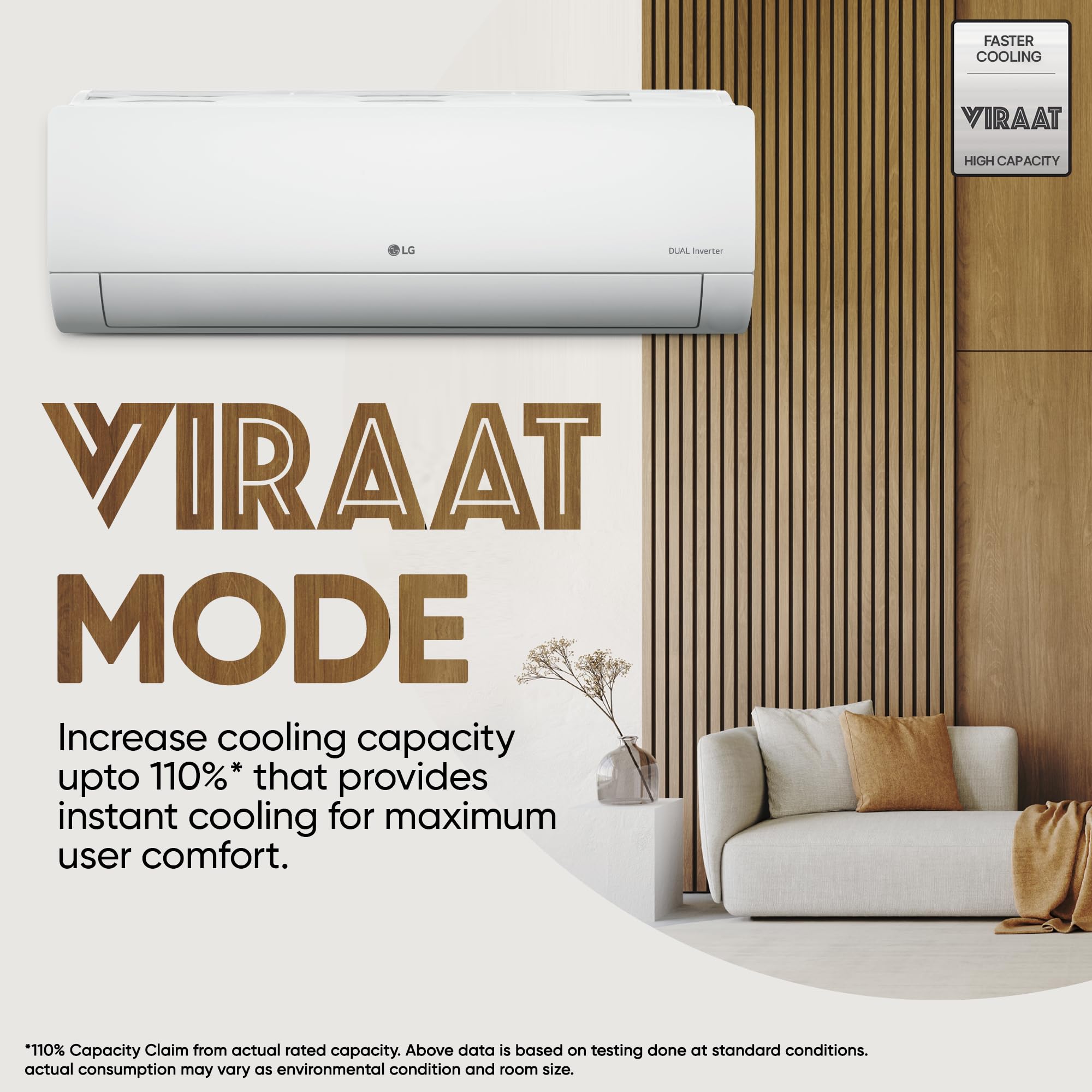 LG 1.5 Ton 3 Star, Hot & Cold AC for All Season, DUAL Inverter Split AC (Copper, Convertible 5-in-1, VIRAAT Mode, 4 Way Air Swing, HD Filter with Anti-Virus Protection, US-H19BNXE, White)