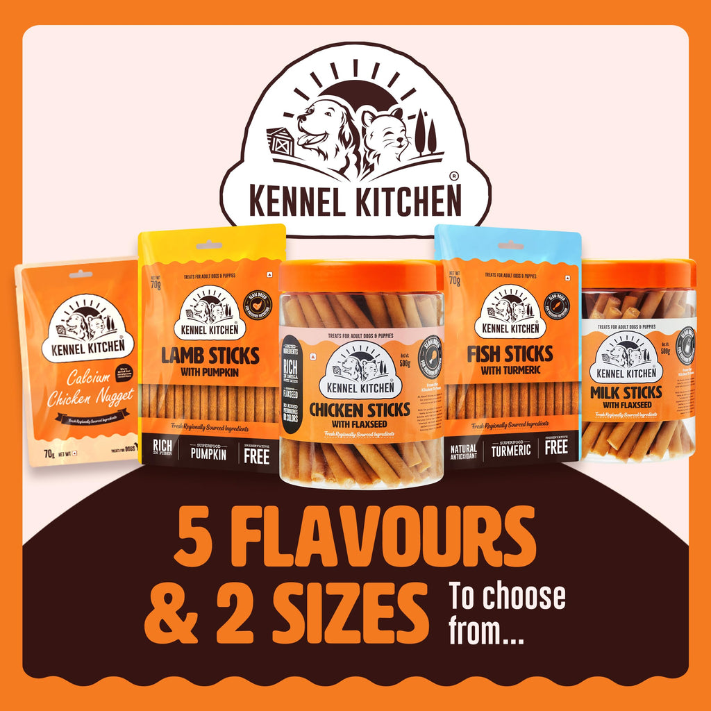 Kennel Kitchen Soft Baked Lamb with Pumpkin Sticks Treats for Dogs, 100g (Pack of 1) | Soft Dog Chew Sticks | Dog Treats for Adult Dogs and Puppies