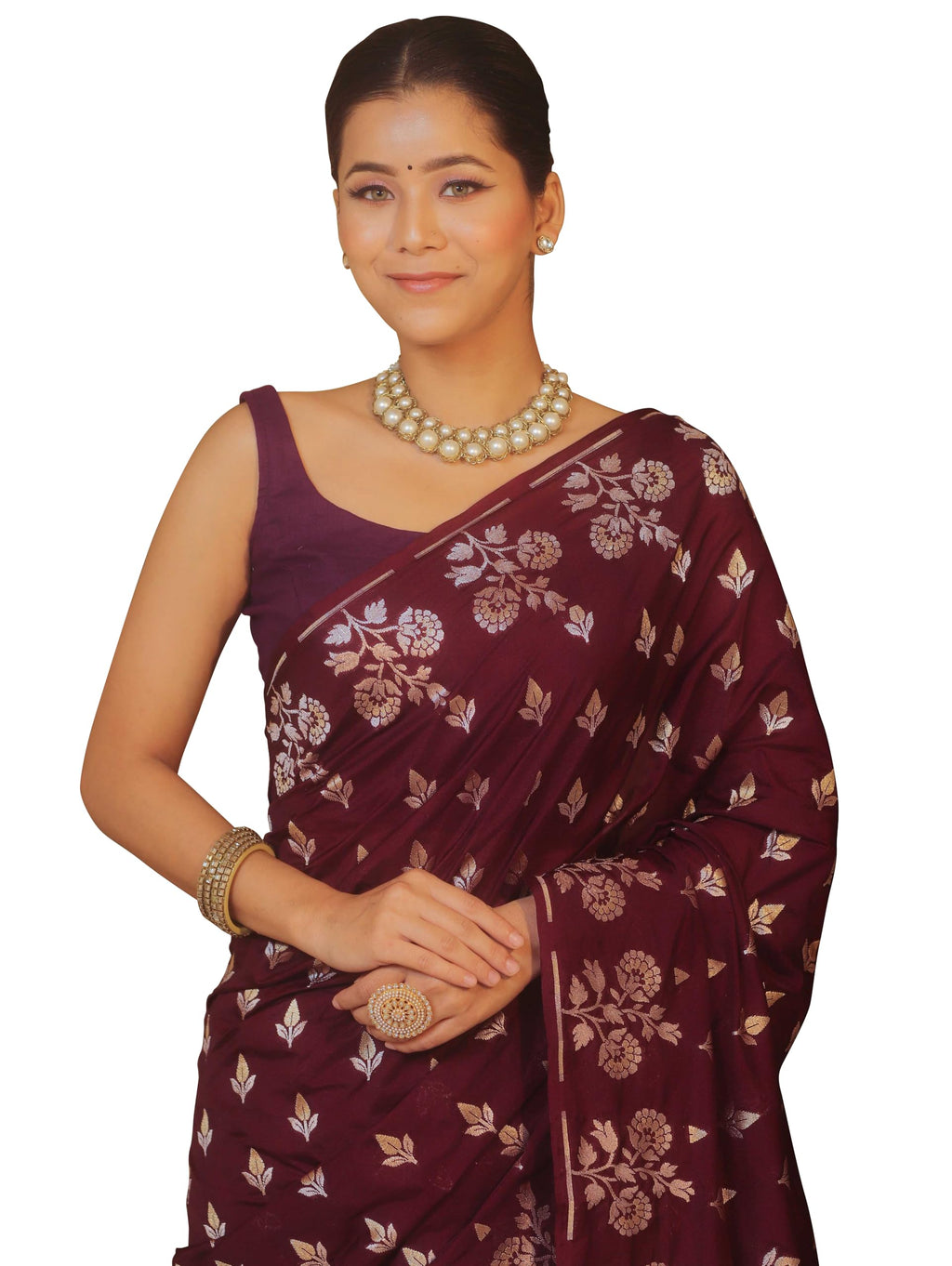 Shasmi Women's Maroon Banarasi Pure Kanjivaram Silk Saree Soft new ladies Design Wear Pattu Sarees Latest 2026 Cotton Party Sari collections With Blouse Piece for Wedding sadi (PARI-238-MAROON)