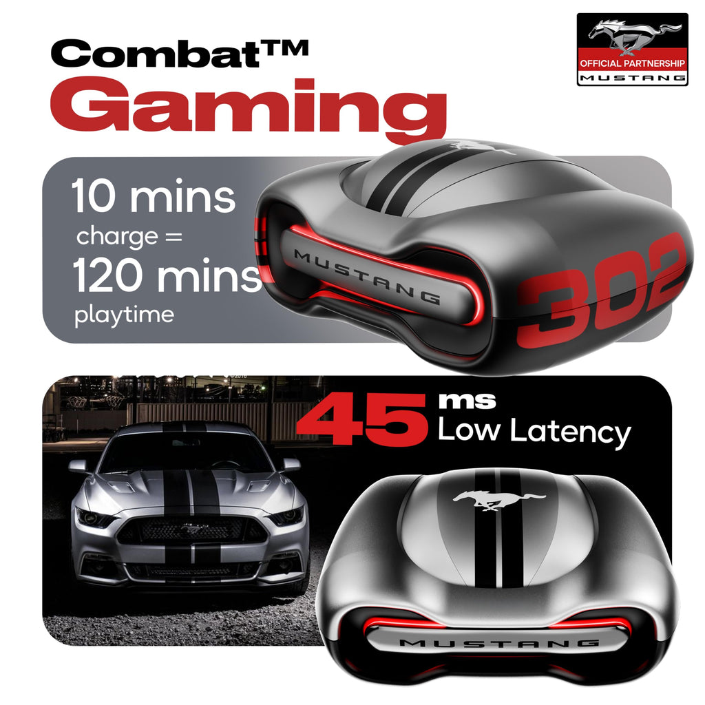 GOBOULT Mustang Torq Wireless in Ear Earbuds with 60H Playtime, App Support, Quad Mic ENC, 45ms Low Latency, 13mm Driver, Breathing LEDs, Made in India Ear Buds Wireless (Silver)