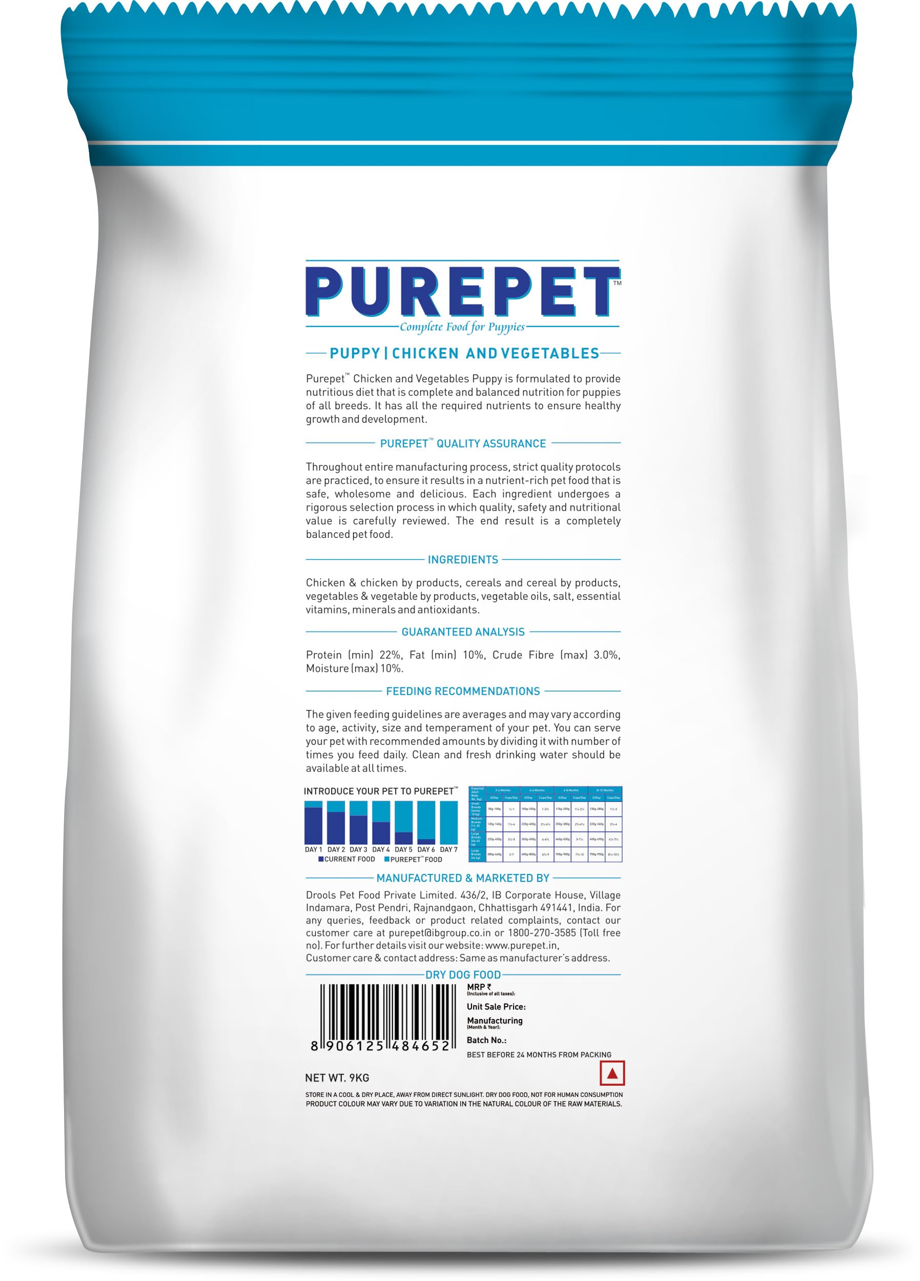 Purepet Puppy Dry Dog Food 9kg | Chicken & Vegetable Flavour | Promotes Health & Vitality | Immune Support | Healthy Digestion | Nutrient Rich