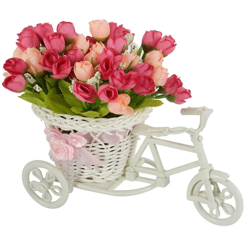 TIED RIBBONS Cycle Shape Flower Vase with Peonies Bunches for Mothers Day Home Decor Center Table Bedroom Living Room Office Bathroom Decorative Gift Items (19 cm x 21 cm)