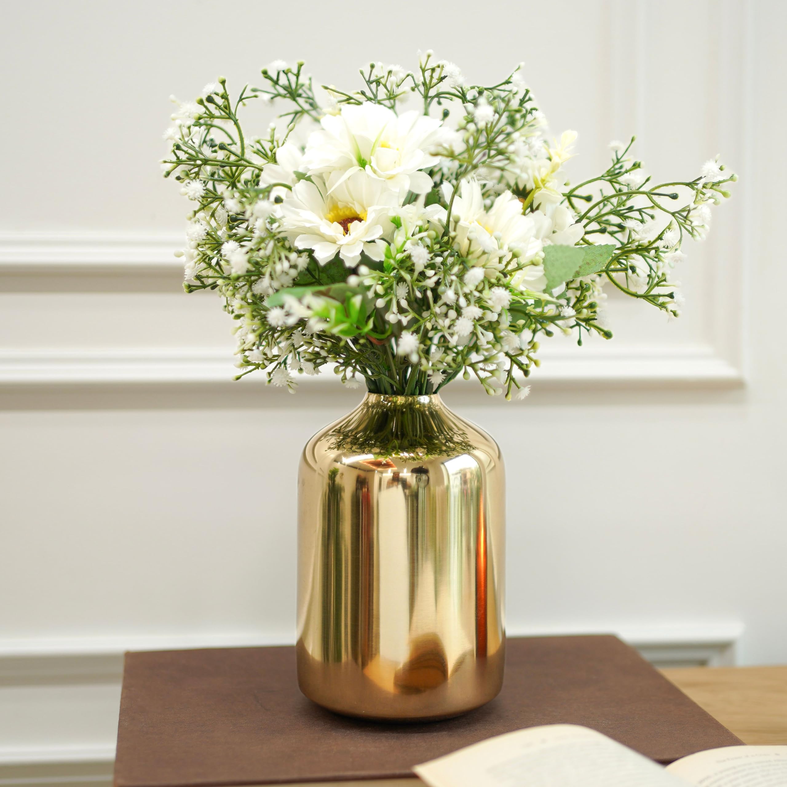Behoma Metal Flower Vase for Home Decor Bedroom Living Room Office Wedding | Table Decorative Item for Festivals Birthday Gold (Flower Not Included, Modern)