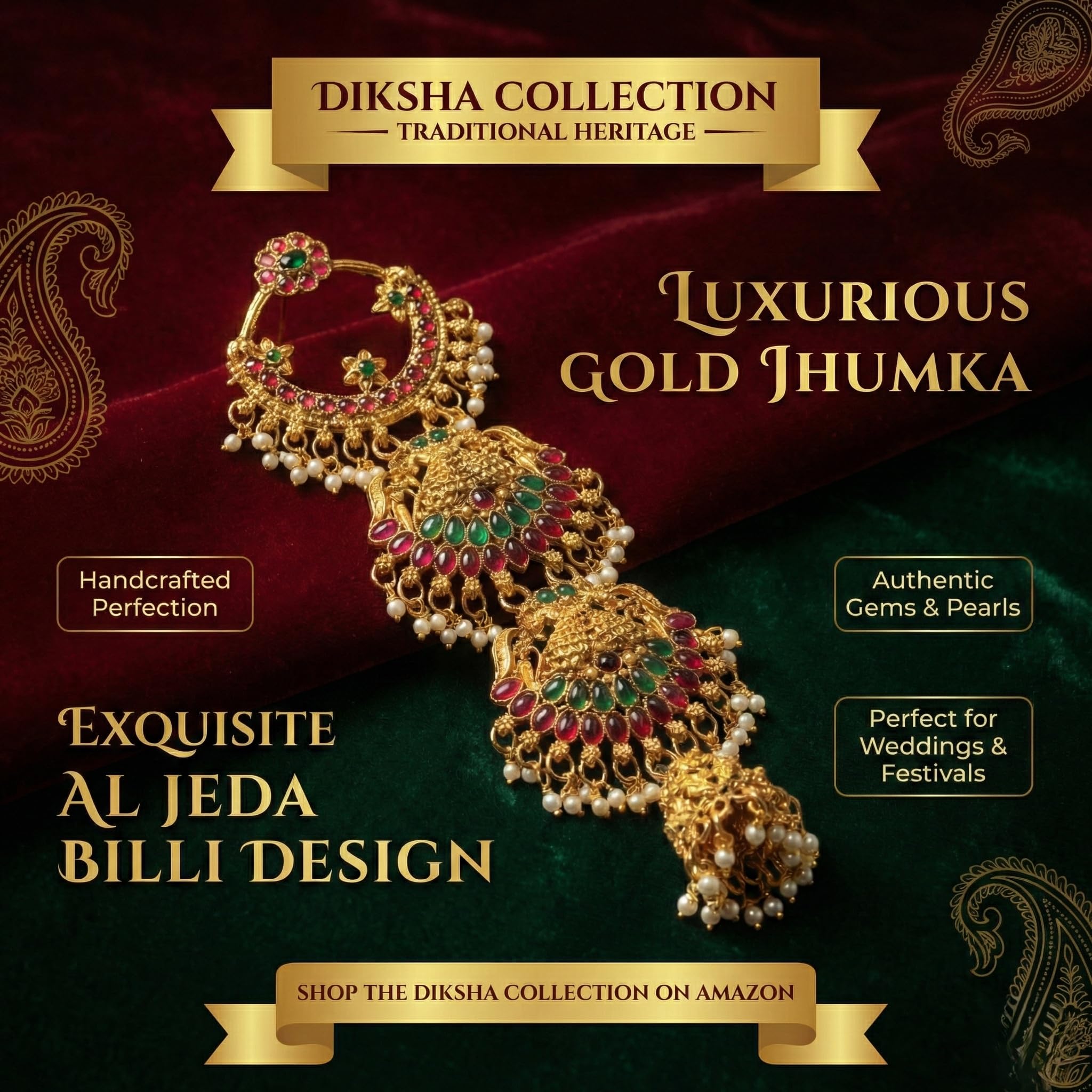 Diksha Collection Lakshmi Hair Pins Gold Plated Laxmi Design Bridal Jadai Billai Wedding Hair Braid Accessories Hair Choti South Indian Traditional Hairpins Bridal Bharatanatyam Hair Accessories Pack of 1 for Girls/women | Jada Billai Lakshami Choti