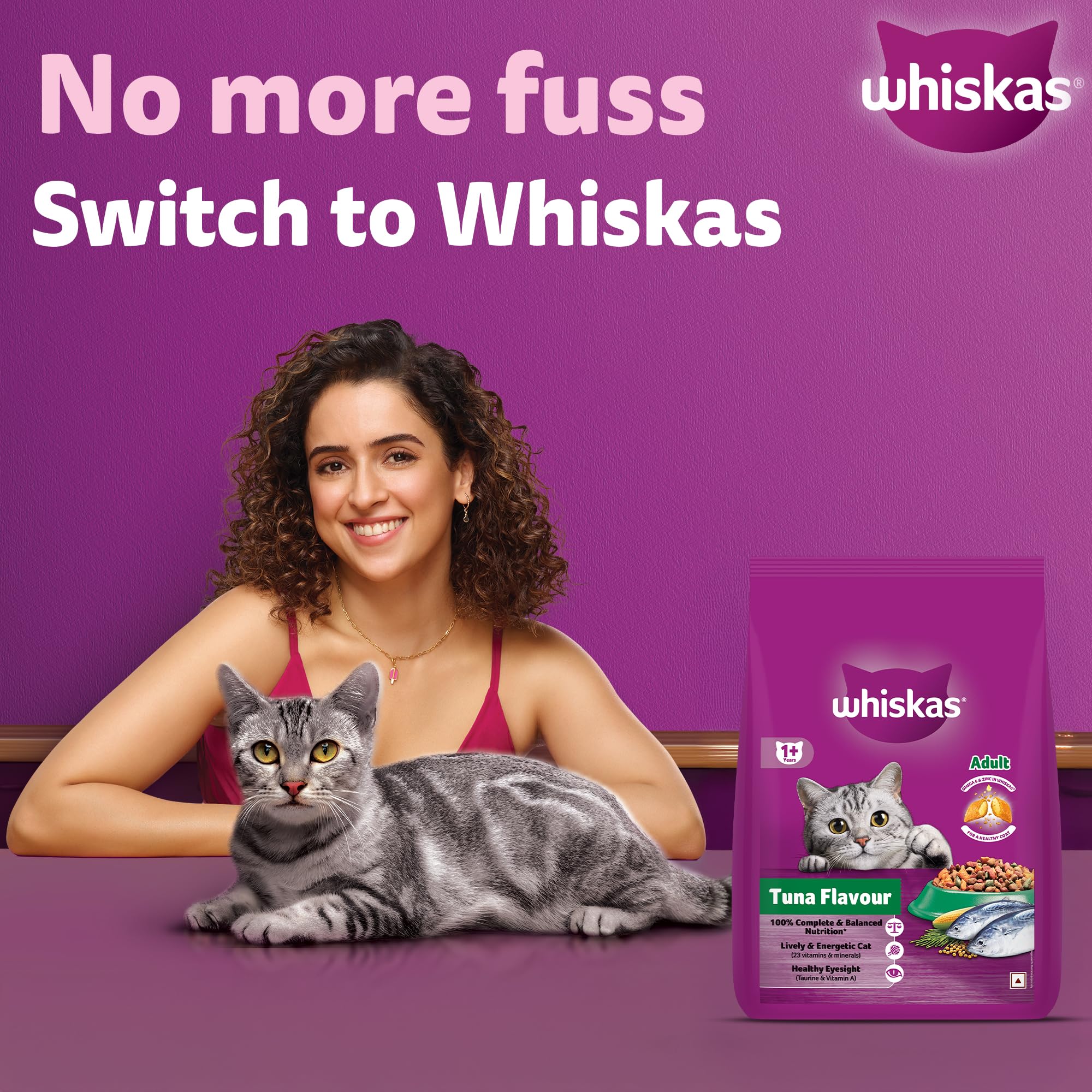 Whiskas Adult (1+ Years) Dry Cat Food, Tuna Flavour, 3 kg, Contains 41 Essential Nutrients, Complete & Balanced Nutrition for Adult Cats