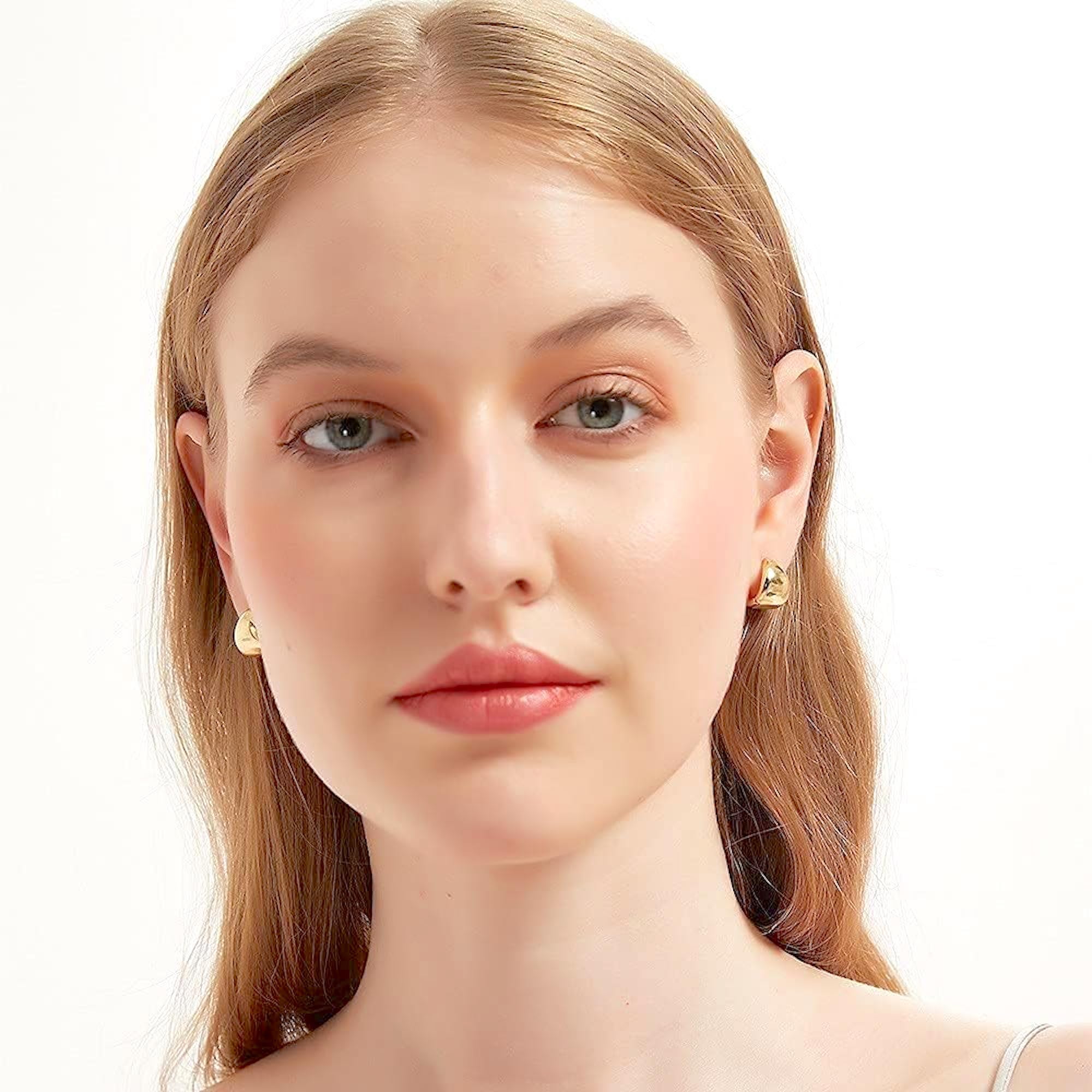 Salve Gold Earrings for Women – Dainty, Chunky, Huggie & Bow Styles | Valentine's Gift for Girlfriend | Anti-Tarnish Hypoallergenic Hoop & Stud Earrings | Aesthetic Fashion Jewelry for Girls & Women (Huggie Dome)