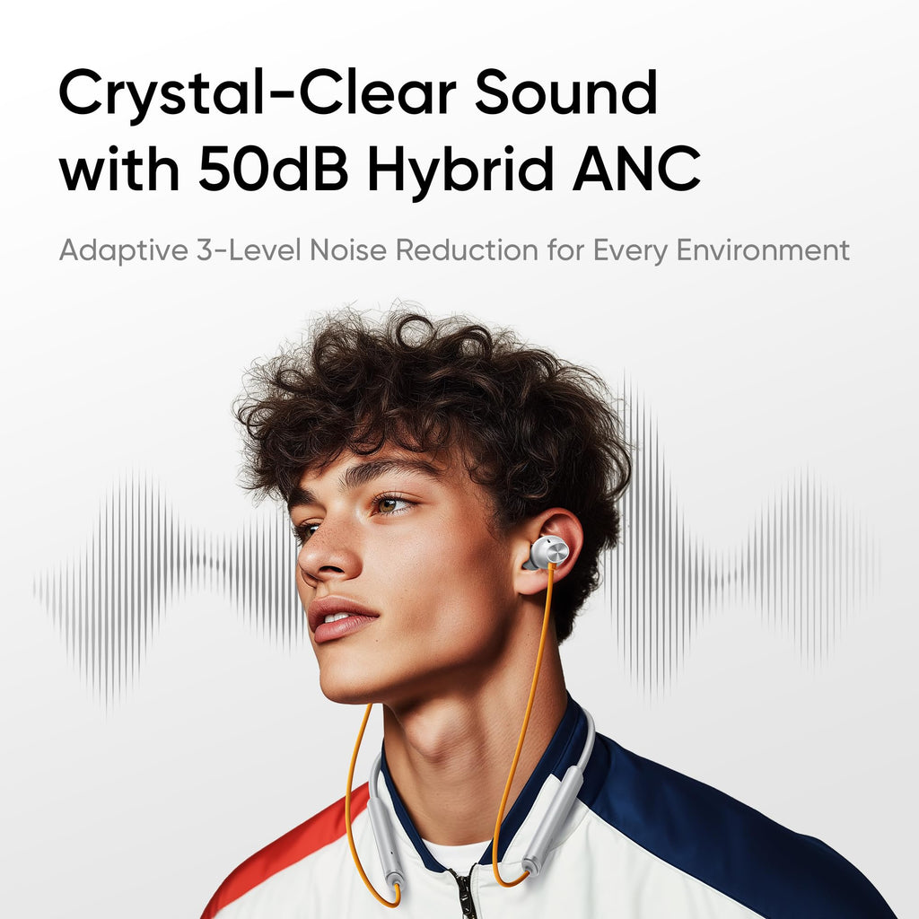 realme Buds Wireless 5 ANC in Ear Bluetooth Headphones,50dB ANC, 13.6mm Dynamic Bass Driver,360° Spatial Audio,45ms Low Latency,Upto 38hrs Playback,IP55 Rating,Dual Device Connection (Midnight Black)