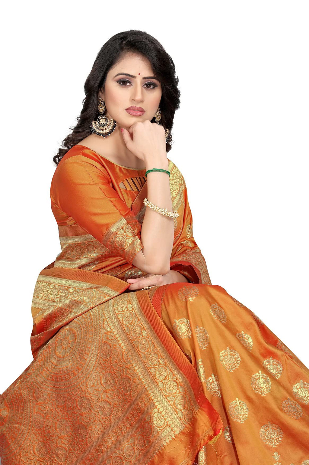 Shasmi Women's Banarasi Saree Pure Kanjivaram Silk Saree Soft new ladies 2026 Design Wear Pattu Sarees Latest Cotton Party Sari collections With Blouse Piece for Wedding sadi (PARI S-2 MUSTARD)
