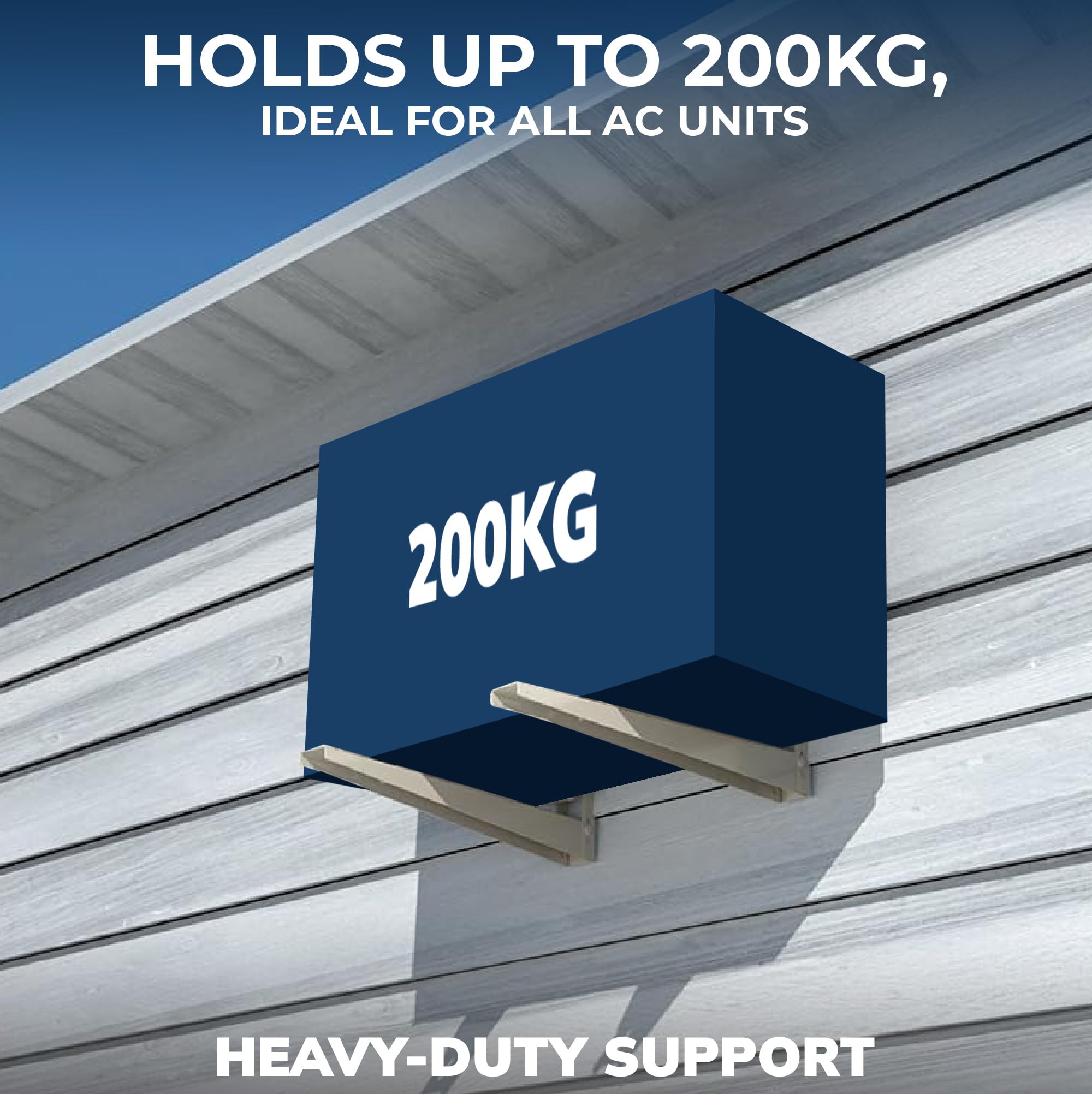 Robustt Heavy Duty AC stand | Rust Proof Iron Air Conditioner Outdoor Unit Mounting Bracket, Supports upto 200kg weight | Air Conditioner Stand Comes with Necessary Wall Fittings - Pack of 1