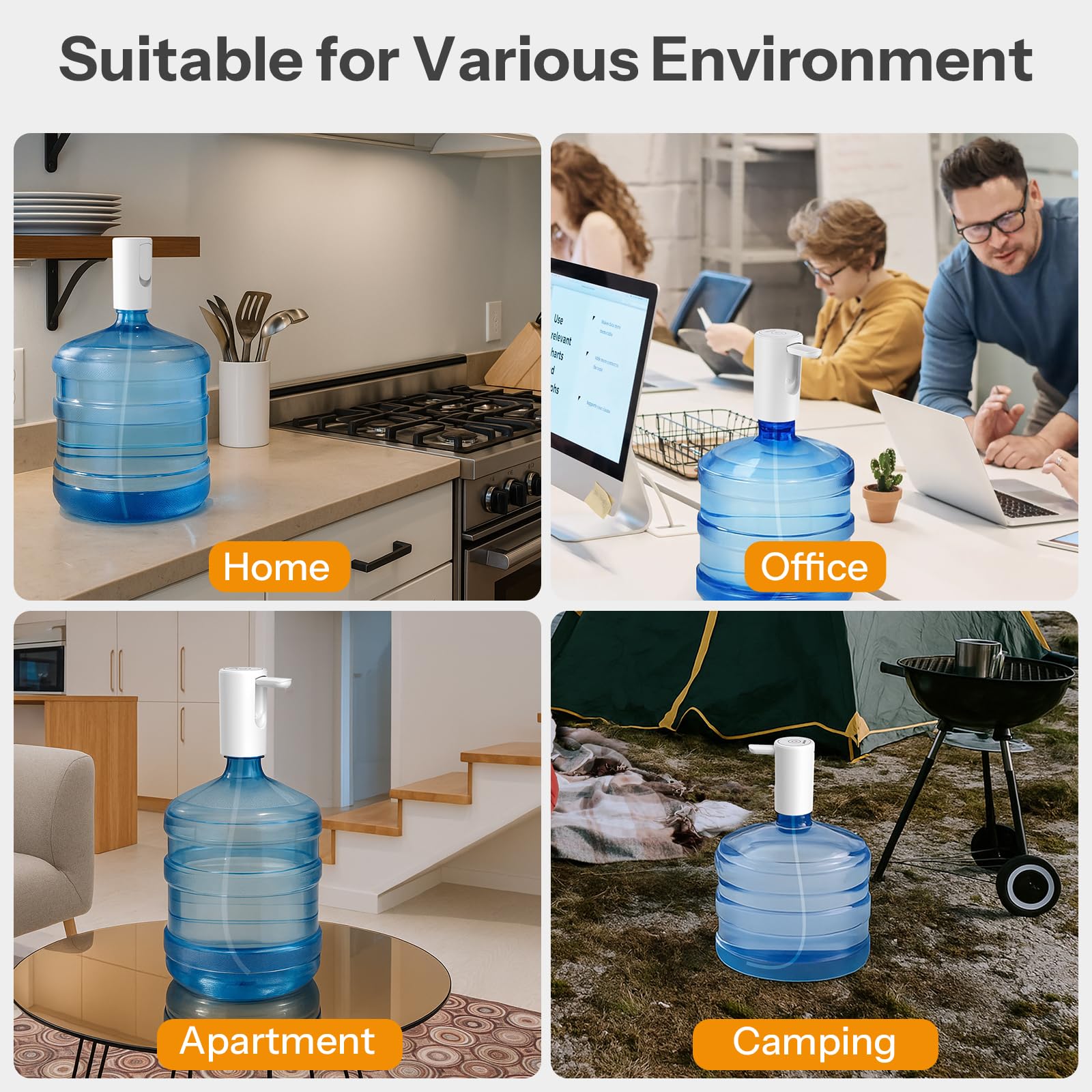 UN1QUE Water Dispenser Pump for 20 Litre Bottle, Foldable Water Dispenser for Home, Type-C Rechargeable Water Pump with 1.35L/Min Fast Flow, Wireless Water Can Dispenser Home Office Outdoor