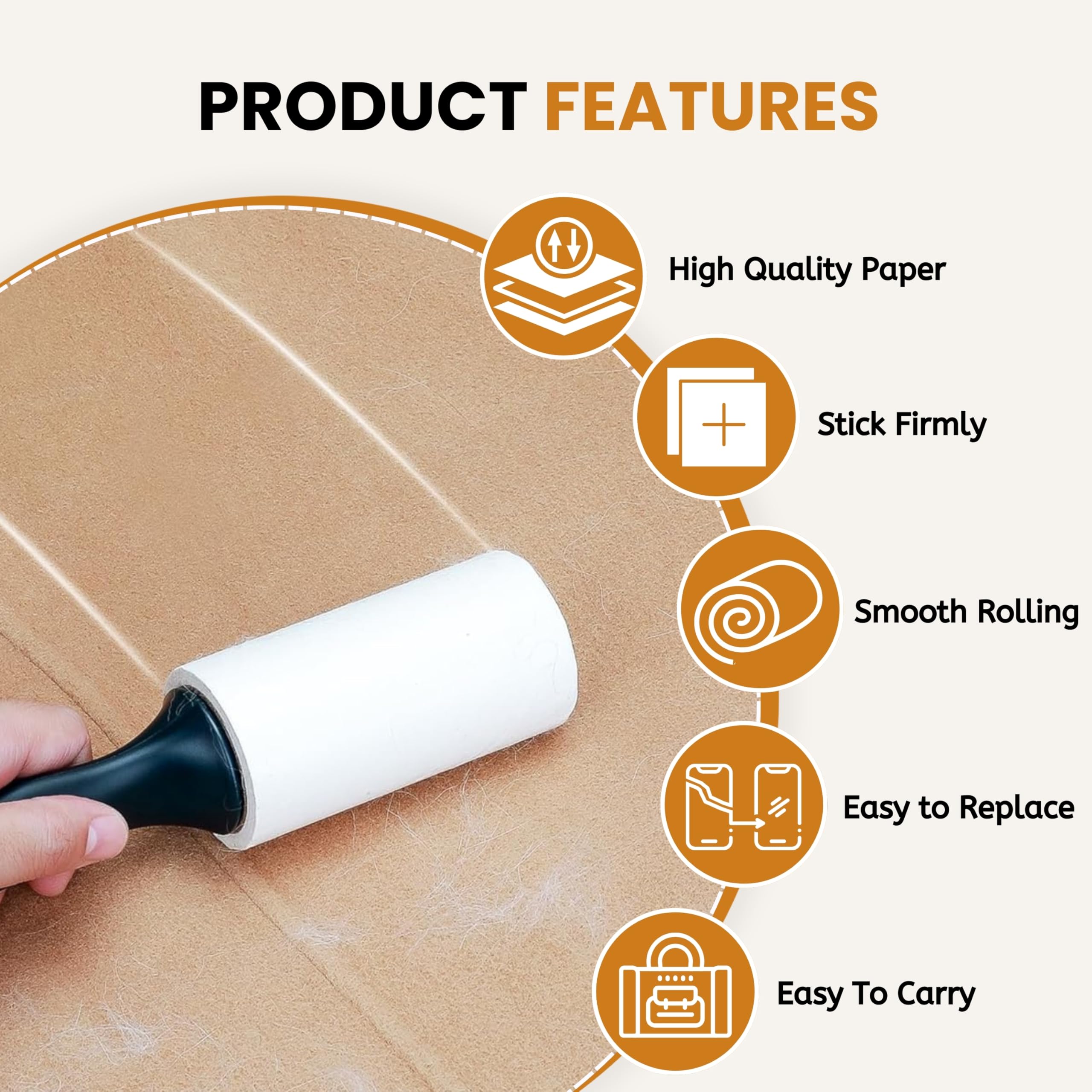 Foodie Puppies Pet Hair Remover Lint Roller with Handle and 4 Refills (300 Sheets), Hair Remover for Dogs and Cats, Ideal for Clothes, Furniture, Coats, Car Seats, Carpets, Fabric, and Dust Cleaning