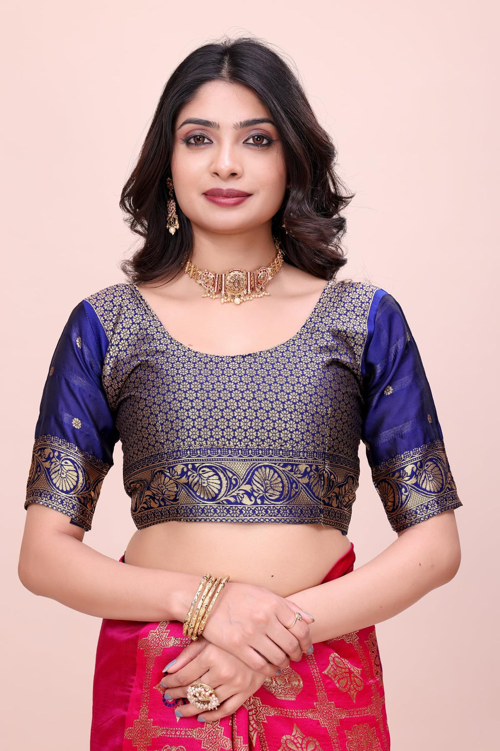 Shasmi Women's Rani Banarasi Pure Kanjivaram Silk Saree Soft new ladies Design Wear Pattu Sarees Latest 2026 Cotton Party Sari collections With Blouse Piece for Wedding sadi (PARI-241 RANI)