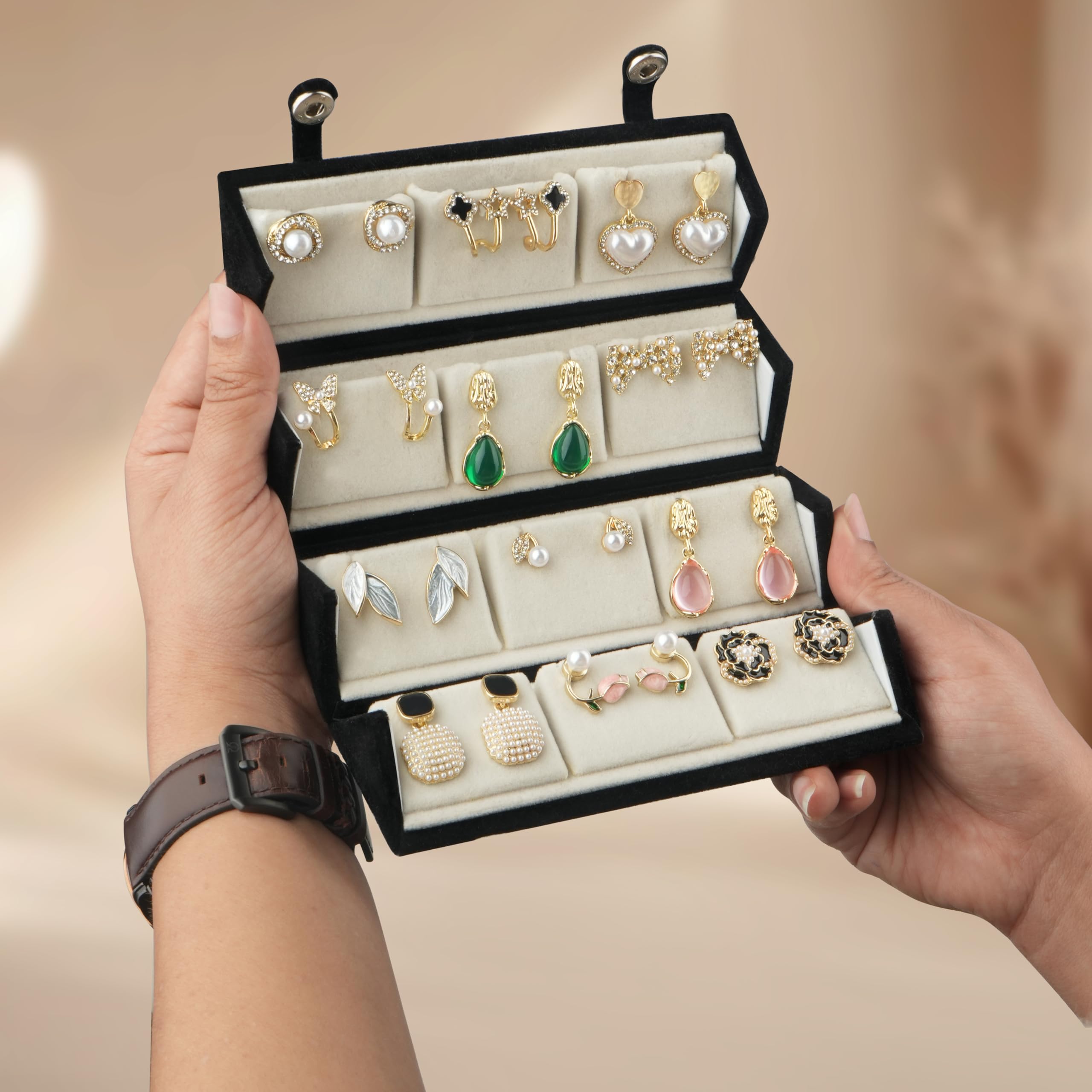 MakeYourGift Pretty Pairings 12 Pairs Earrings Set for Women with Jewellery Box | Stylish Stud, Pearl, Drop & Designer Earrings | Premium Gift Set for Girls | Birthday, Anniversary, Engagement