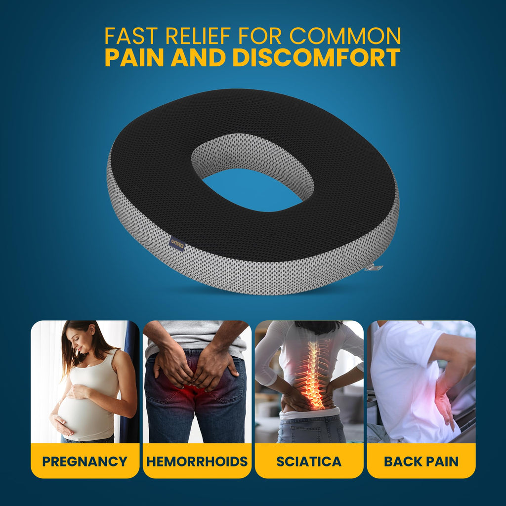 Orista Memory Foam Donut Cushion for Sitting | Orthopedic Seat Cushion with Breathable Mesh Cover | Coccyx Tailbone Pressure Relief Cushion for Office Chair Car & Home