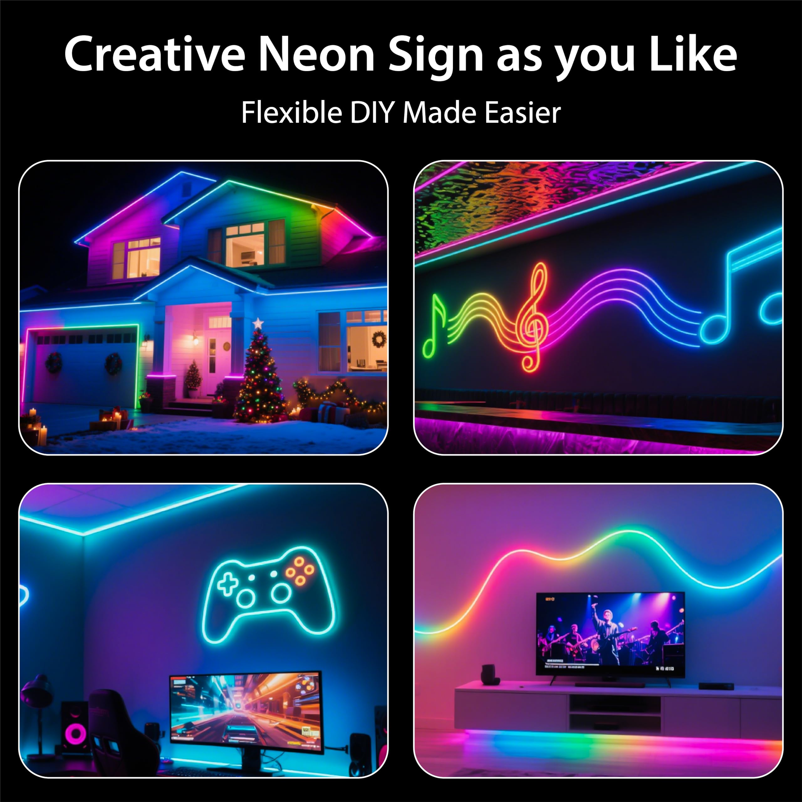 Forus 5M Smart RGB Neon LED Strip Light with App & Remote, Music Sync Rope Light, 16M Colors, RGB IC Strip Lights for Room, Gaming, TV Backlight, Party & Home Decoration, Diwali Decor| 3M Warranty-1Pc