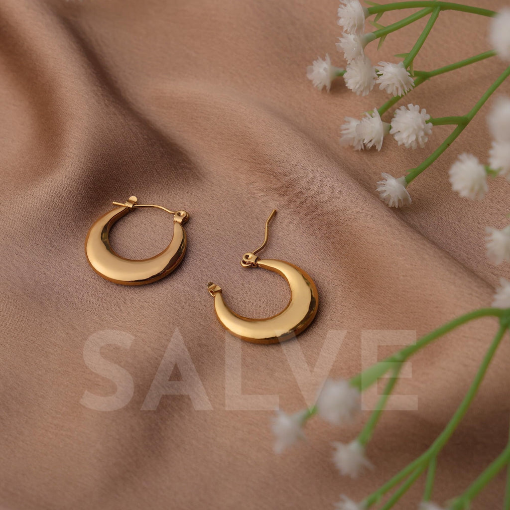 Salve Gold Earrings for Women – Dainty, Chunky, Huggie & Bow Styles | Anti-Tarnish Hypoallergenic Hoop & Stud Earrings | Valentine's Gift for Girlfriend | Aesthetic Fashion Jewelry for Girls & Women (Flat Dome)