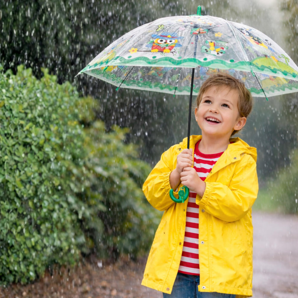 THE LITTLE LOOKERS Umbrella for Kids | Cute Printed Children Umbrellas | Stylish & Cute Mini Rain Umbrella for Children | Portable, Waterproof & Lightweight | for Girls and Boys (Green)