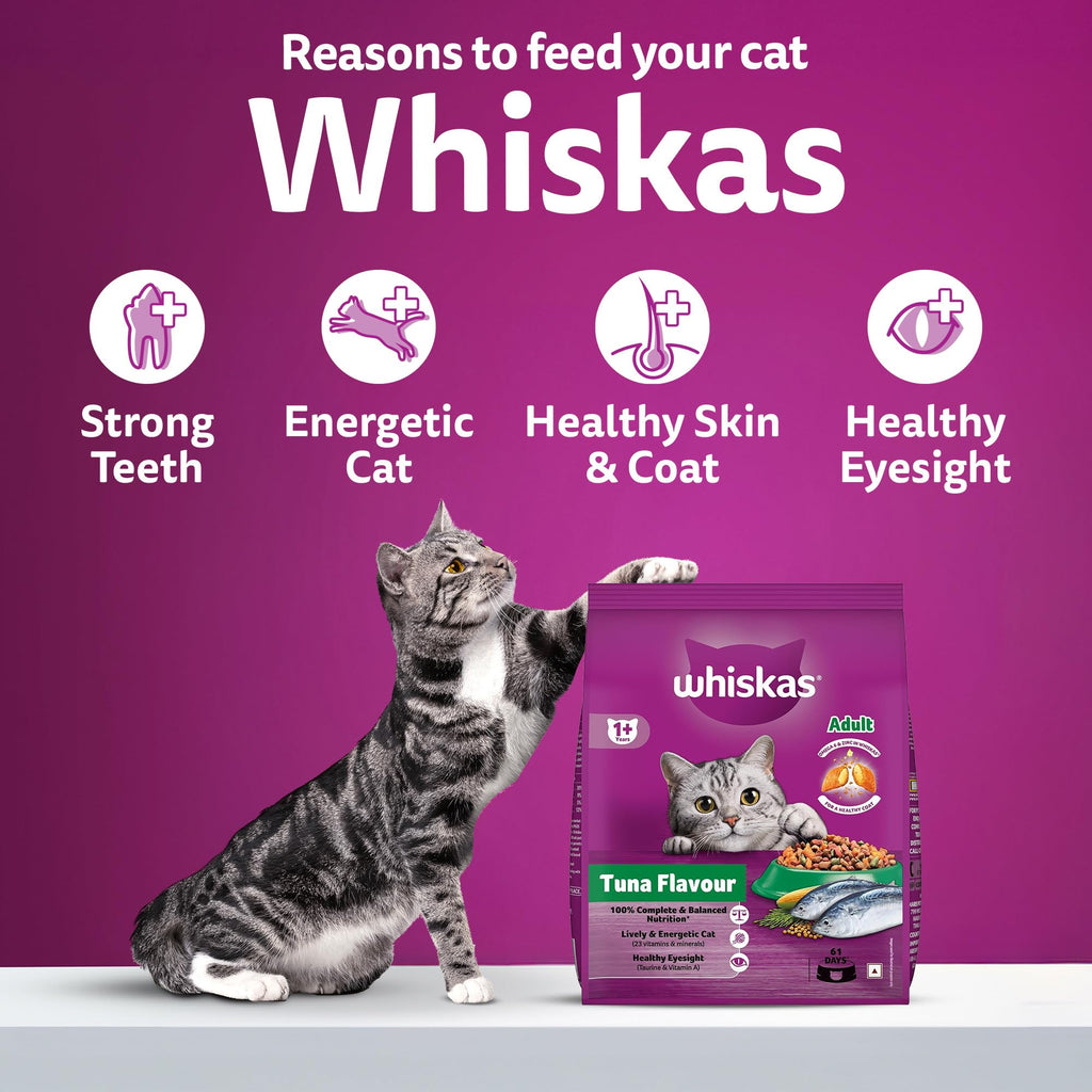 Whiskas Adult (1+ Years) Dry Cat Food, Tuna Flavour, 3 kg, Contains 41 Essential Nutrients, Complete & Balanced Nutrition for Adult Cats