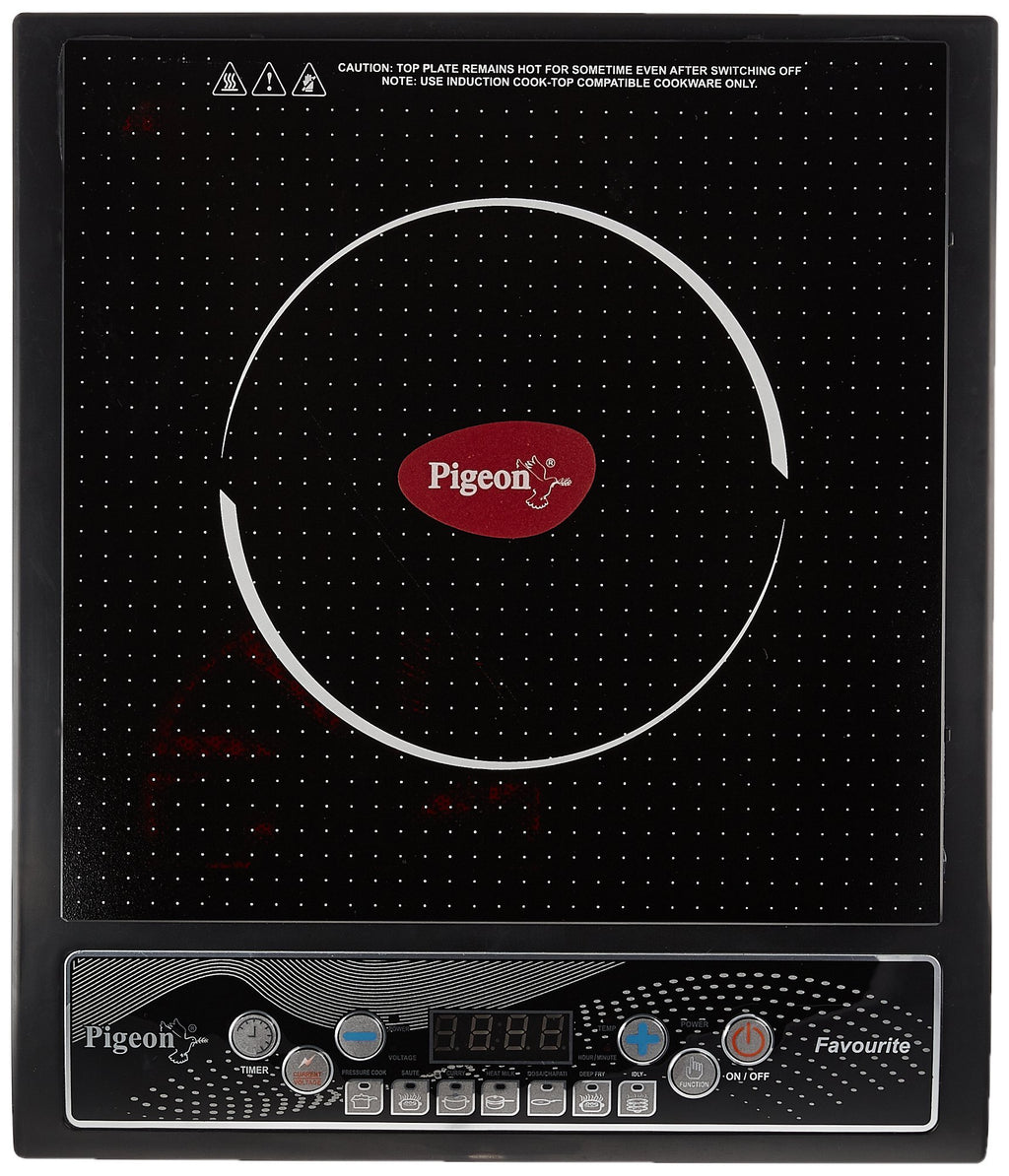 Pigeon By Stovekraft Favourite 1800-Watt Induction Cooktop, Crystal Glass, Black
